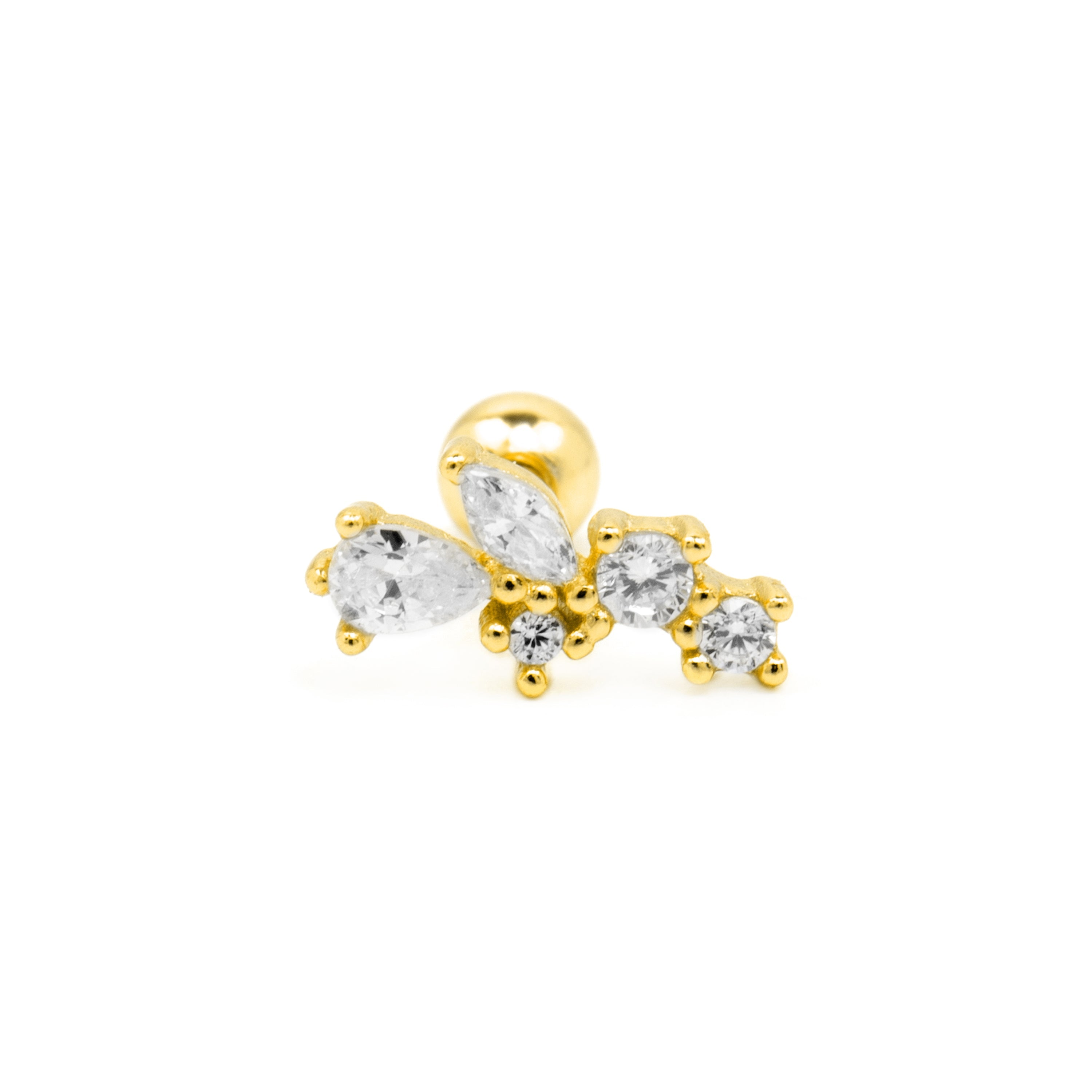 Piercing aus 925er Sterlingsilber und glänzenden Zirkonia mit 18k Gelbgold-Finish - Abill