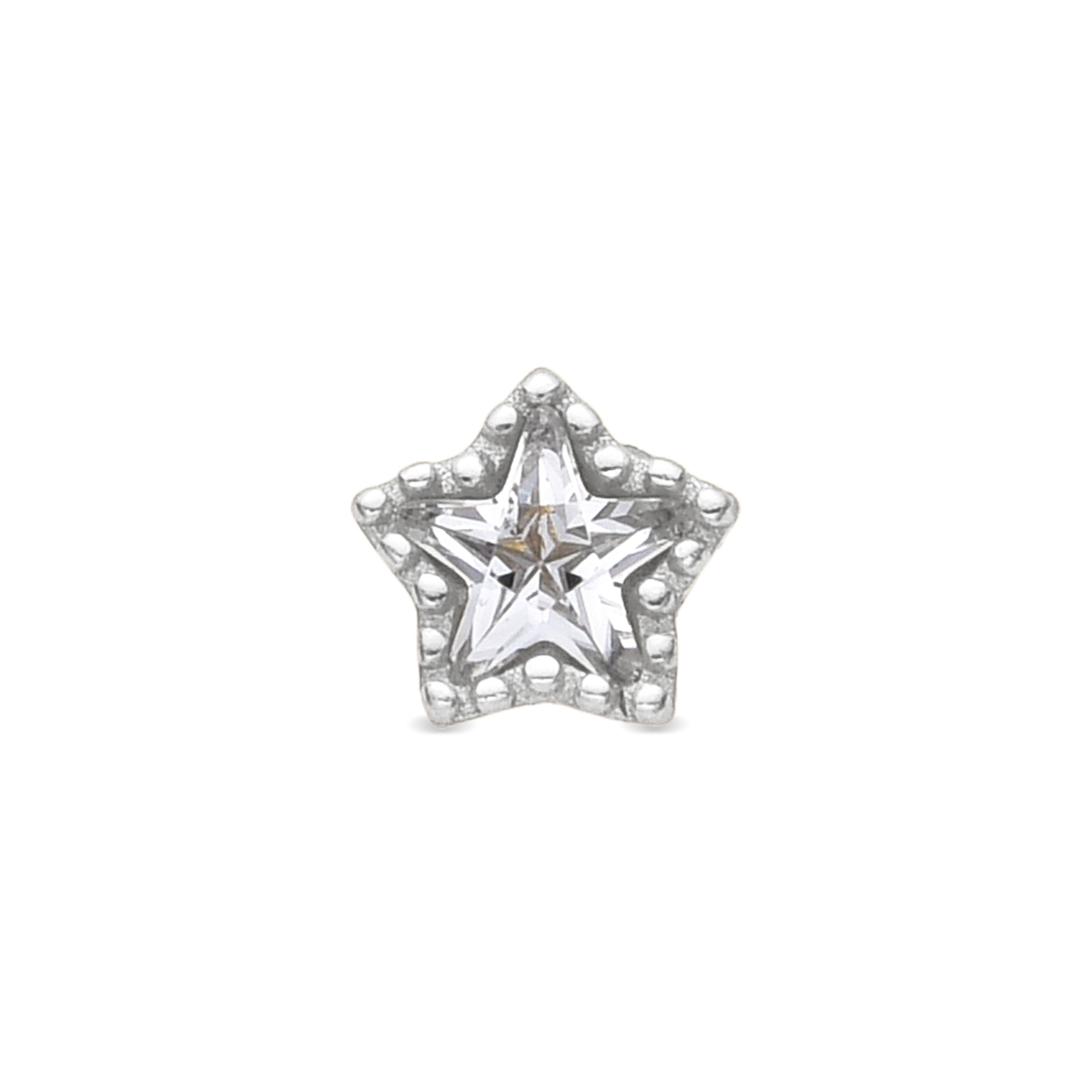 Echtsilber 925 Piercing mit strahlendem Zirkonia und Rhodium-Finish - Defad
