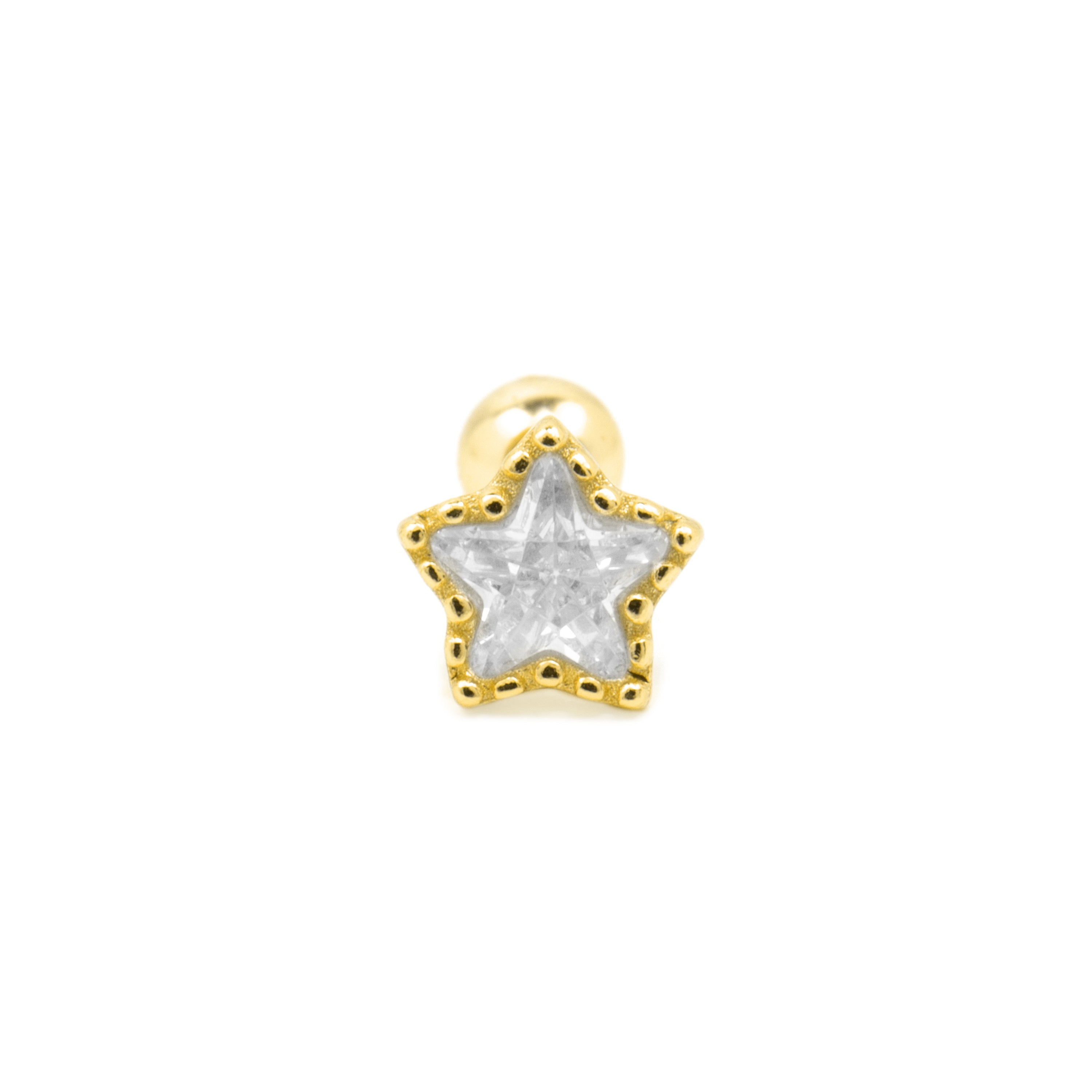 Piercing aus 925er Sterlingsilber und glänzenden Zirkonia mit 18k Gelbgold-Finish - Defad