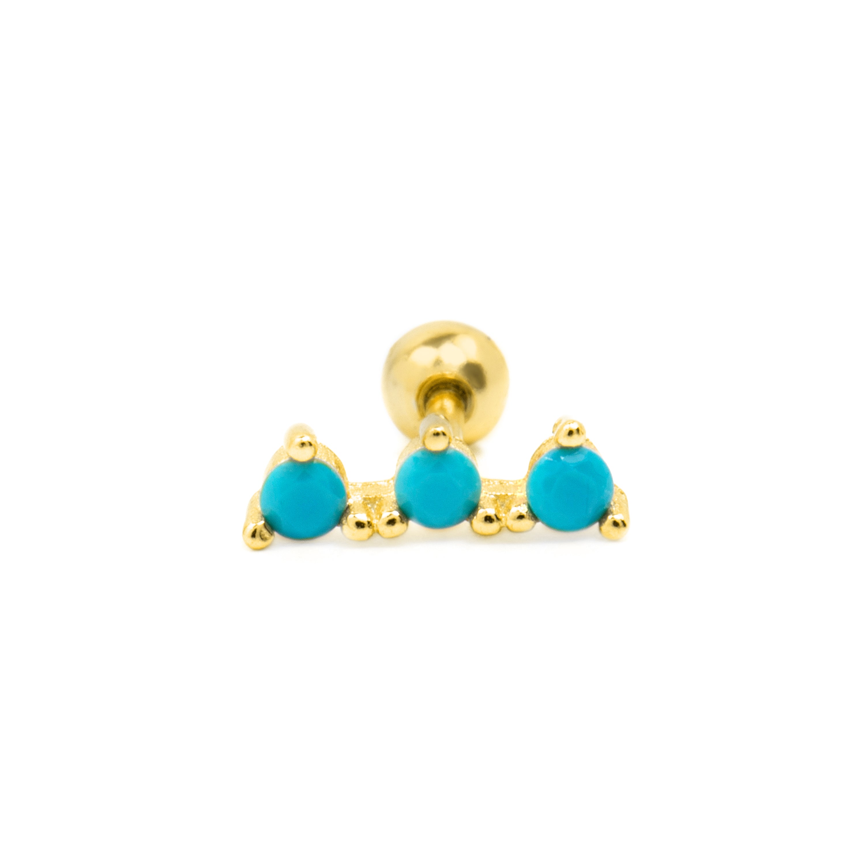Piercing aus 925er Sterlingsilber und Türkis mit 18k Gelbgold-Finish - Tepi