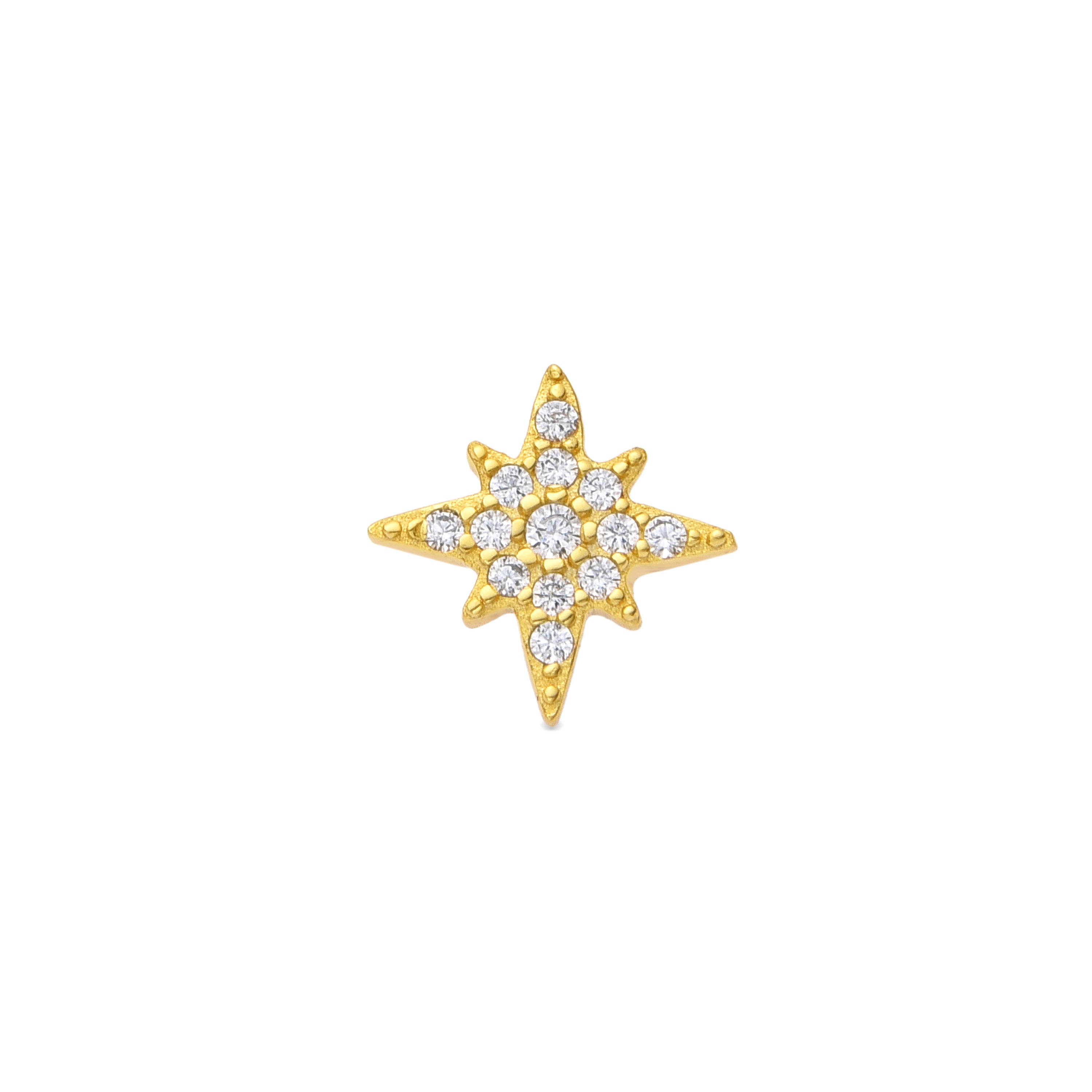 Piercing aus 925er Sterlingsilber und glänzenden Zirkonia mit 18k Gelbgold-Finish - Rakper
