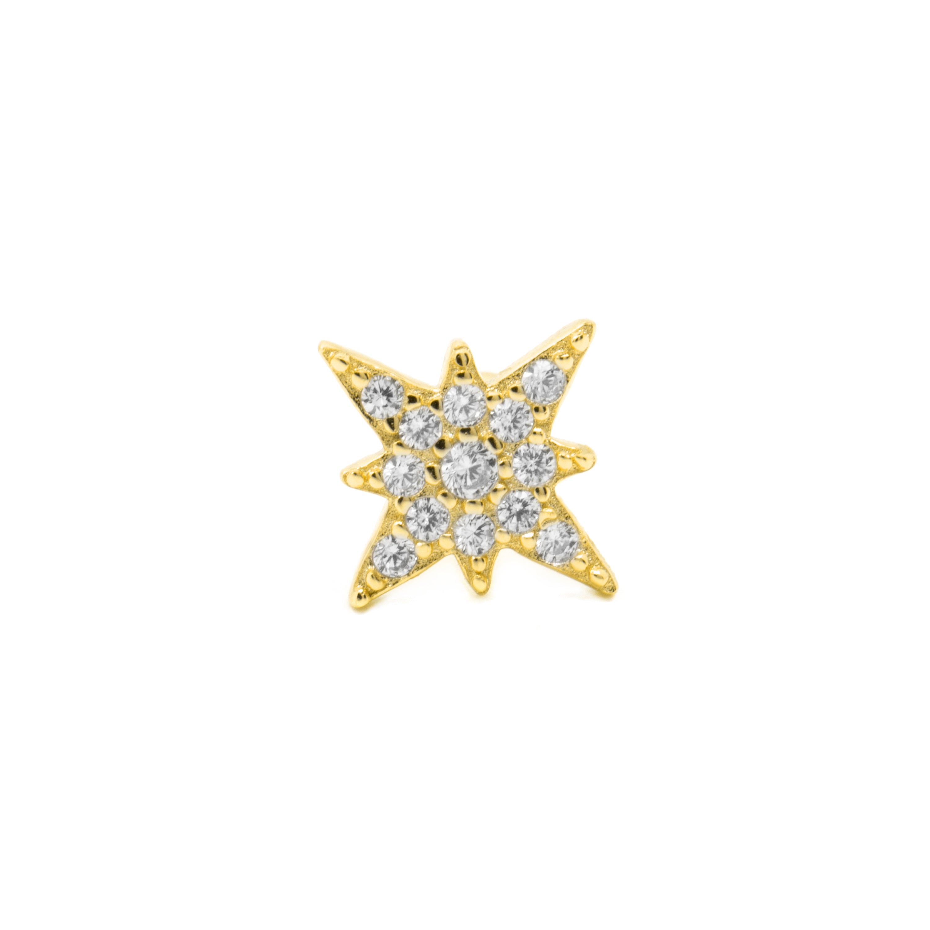 Piercing aus 925er Sterlingsilber und glänzenden Zirkonia mit 18k Gelbgold-Finish - Rakper