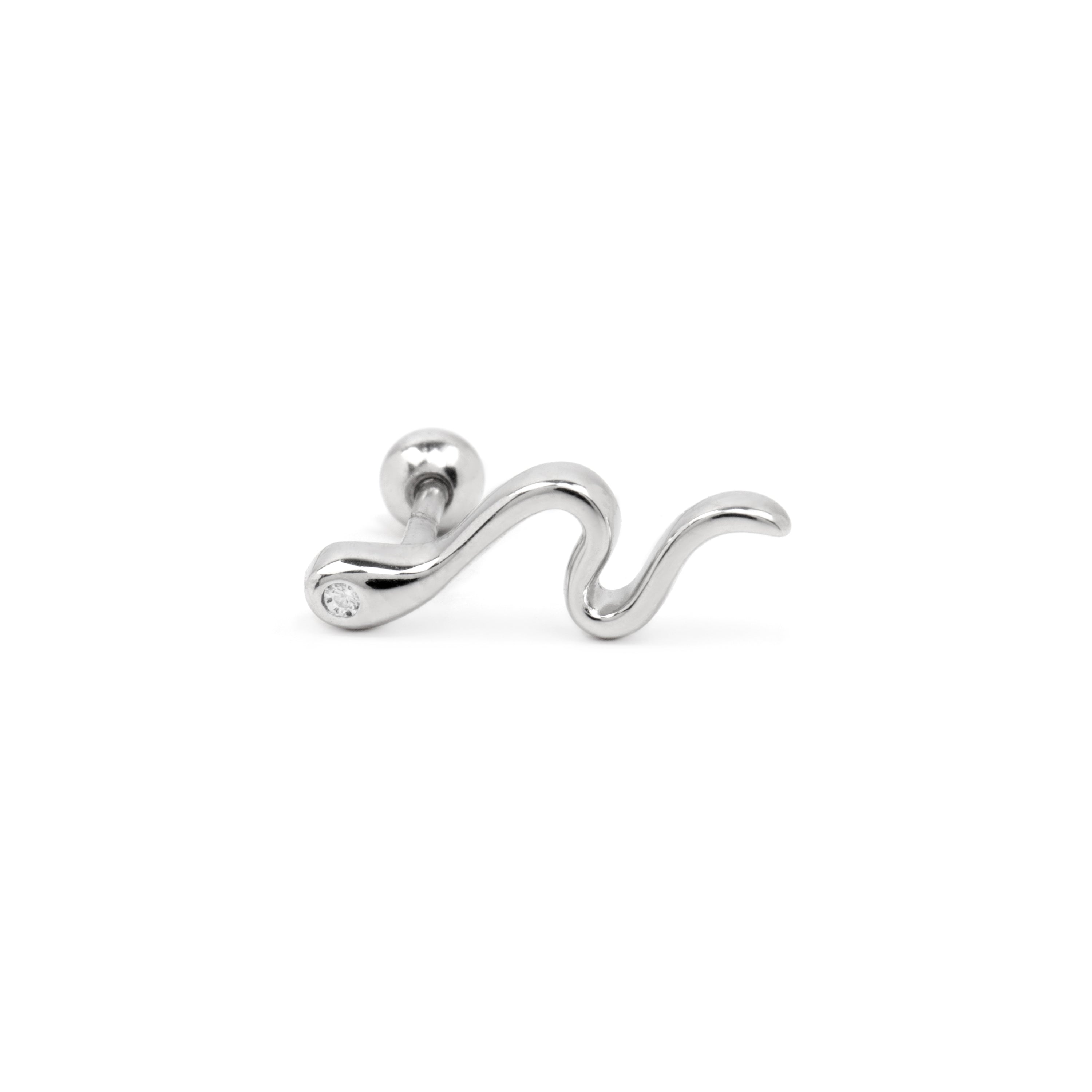 Echtsilber 925 Piercing mit Zirkonia, rhodiniert - Webia