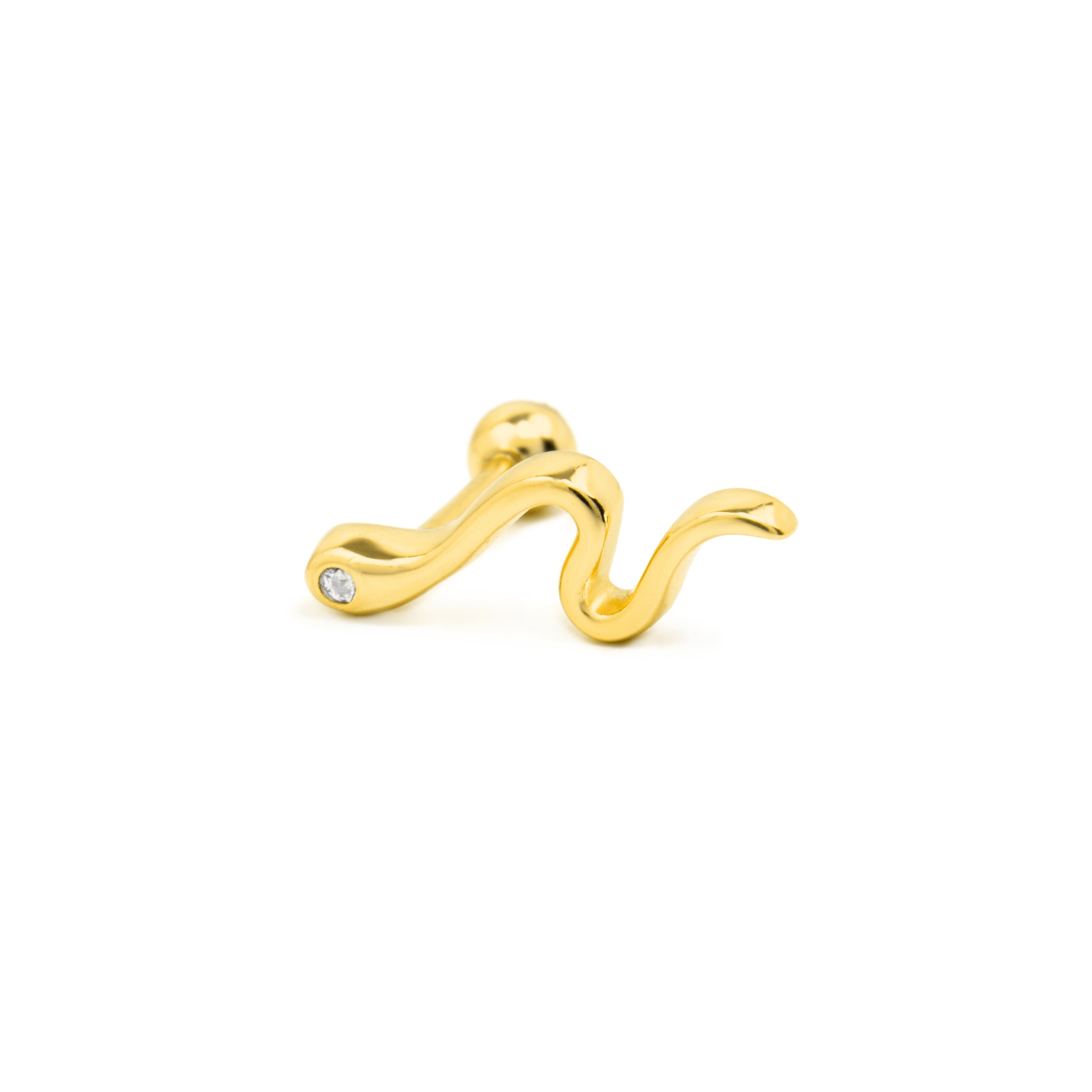Piercing aus 925er Sterlingsilber und glänzenden Zirkonia mit 18k Gelbgold-Finish - Webia