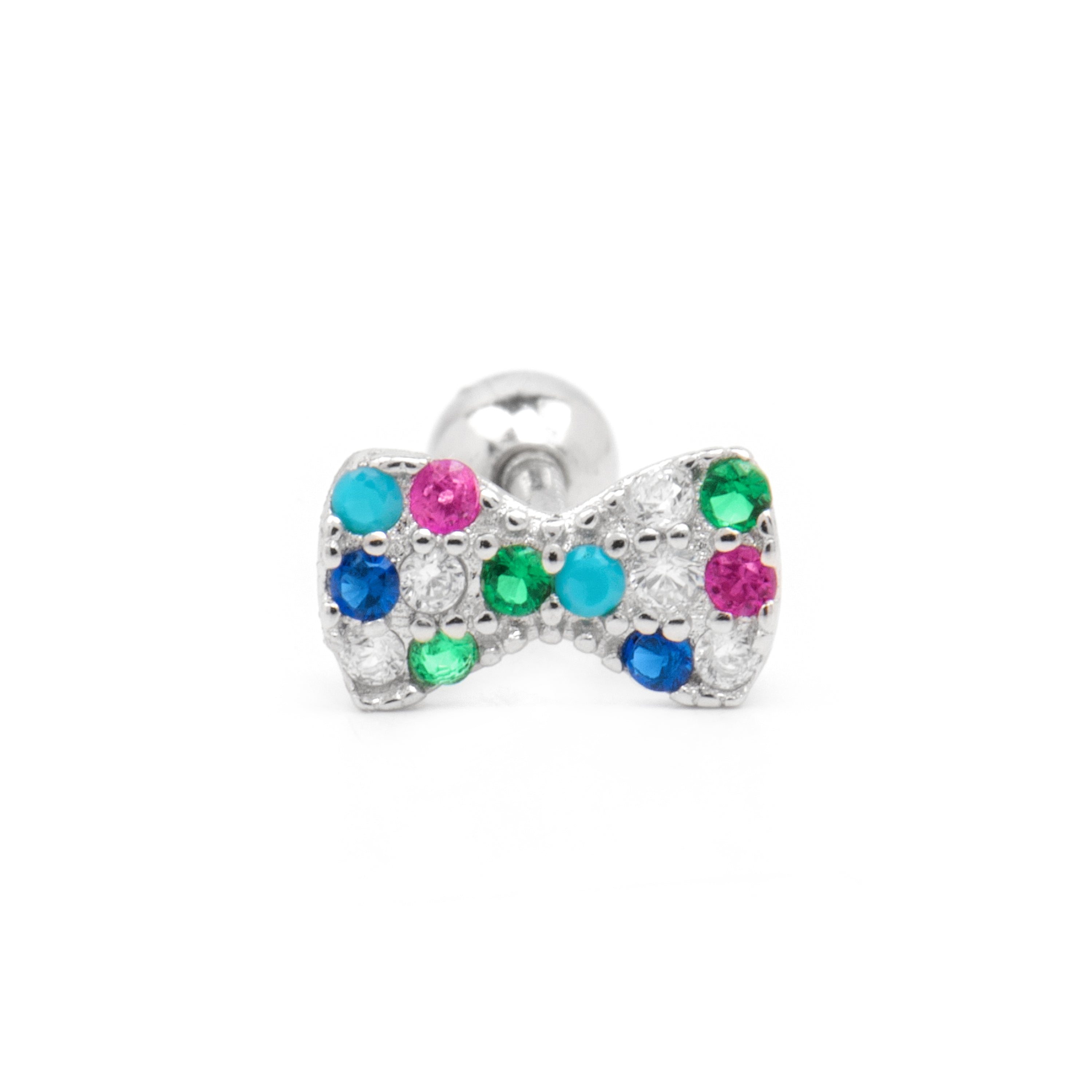 Piercing aus 925er Sterlingsilber und mehrfarbiger Zirkonia mit Rhodium-Finish - Nariel