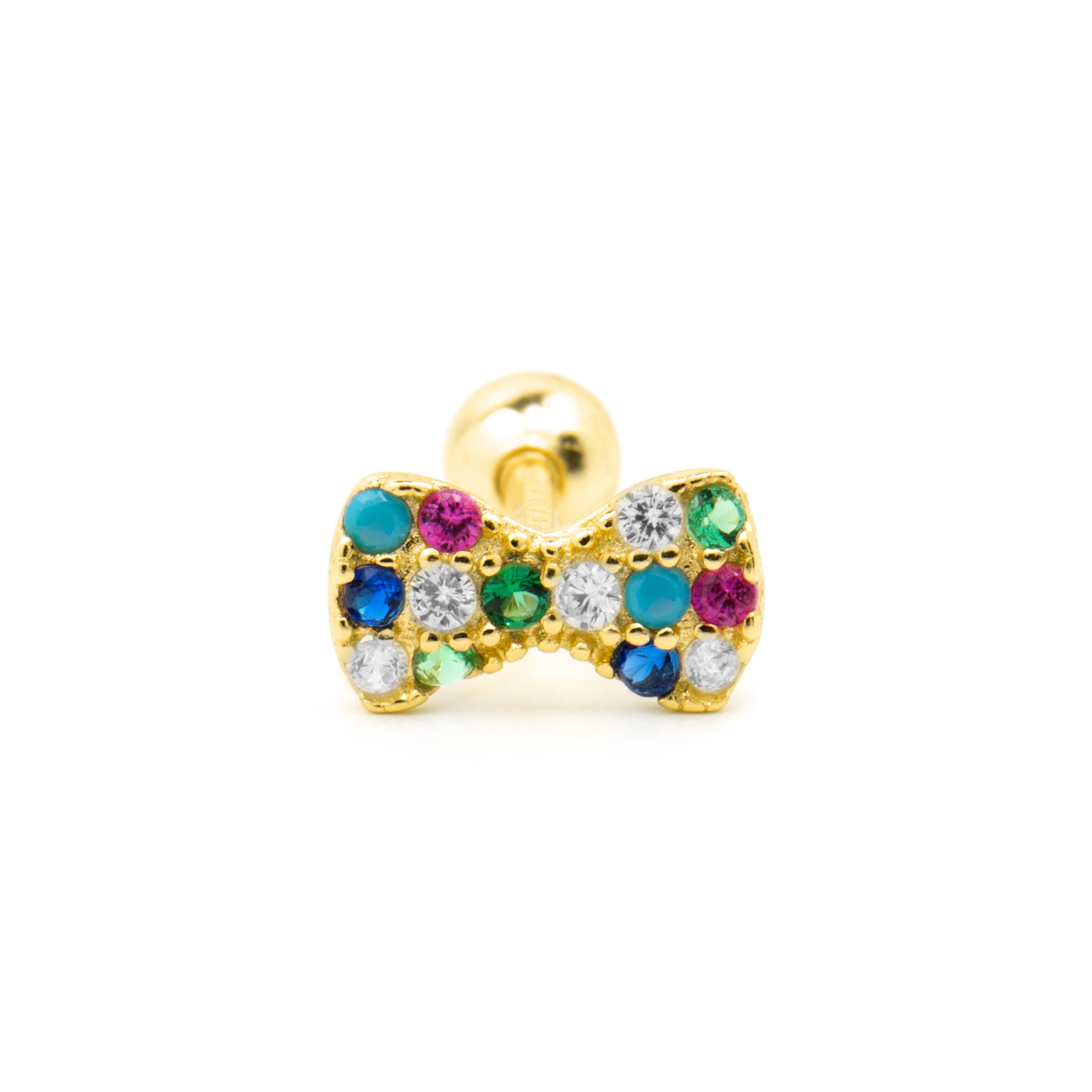 Piercing aus 925er Sterlingsilber und mehrfarbiger Zirkonia mit 18k Gelbgold-Finish - Nariel