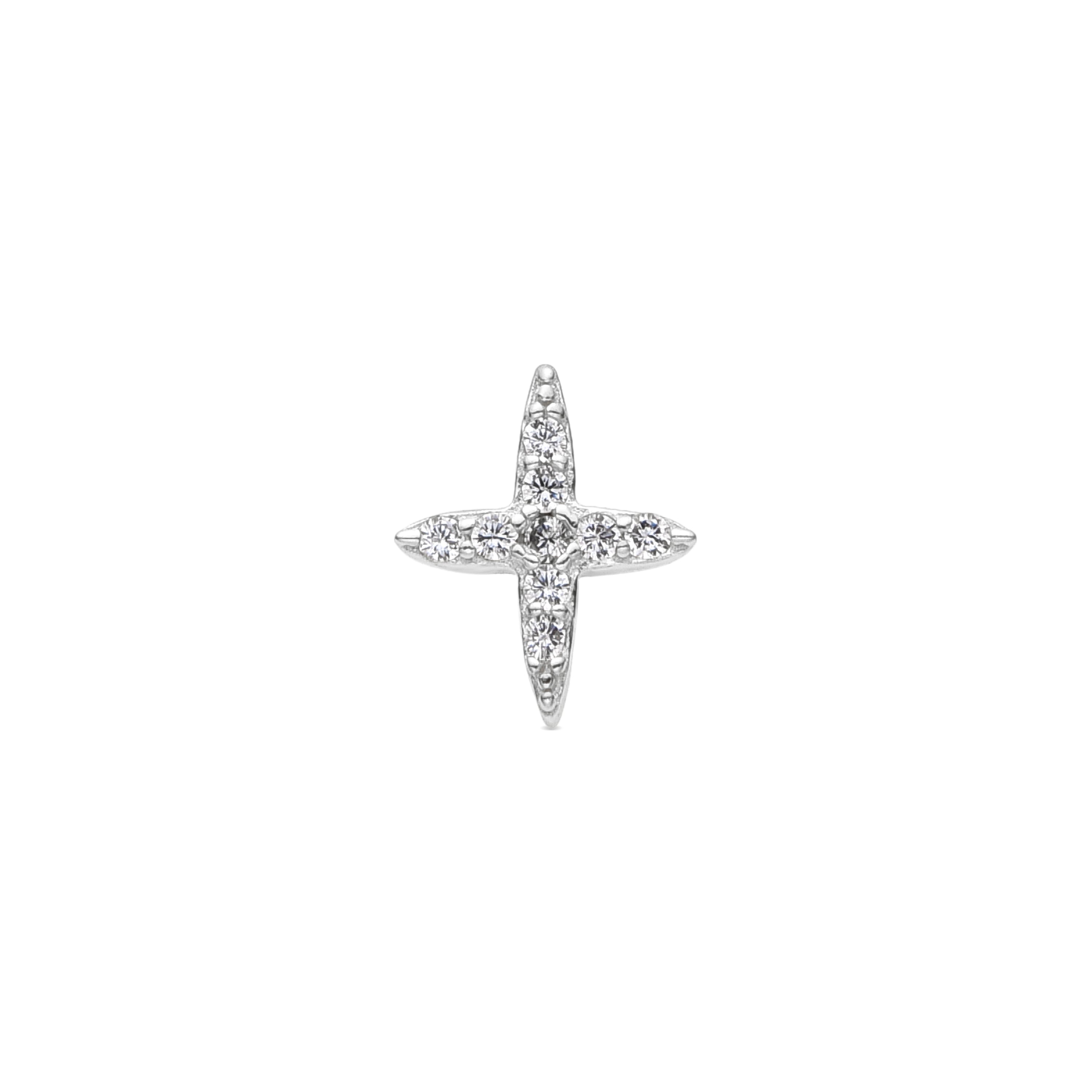 Echtsilber 925 Piercing mit strahlendem Zirkonia und Rhodium-Finish - Eldia