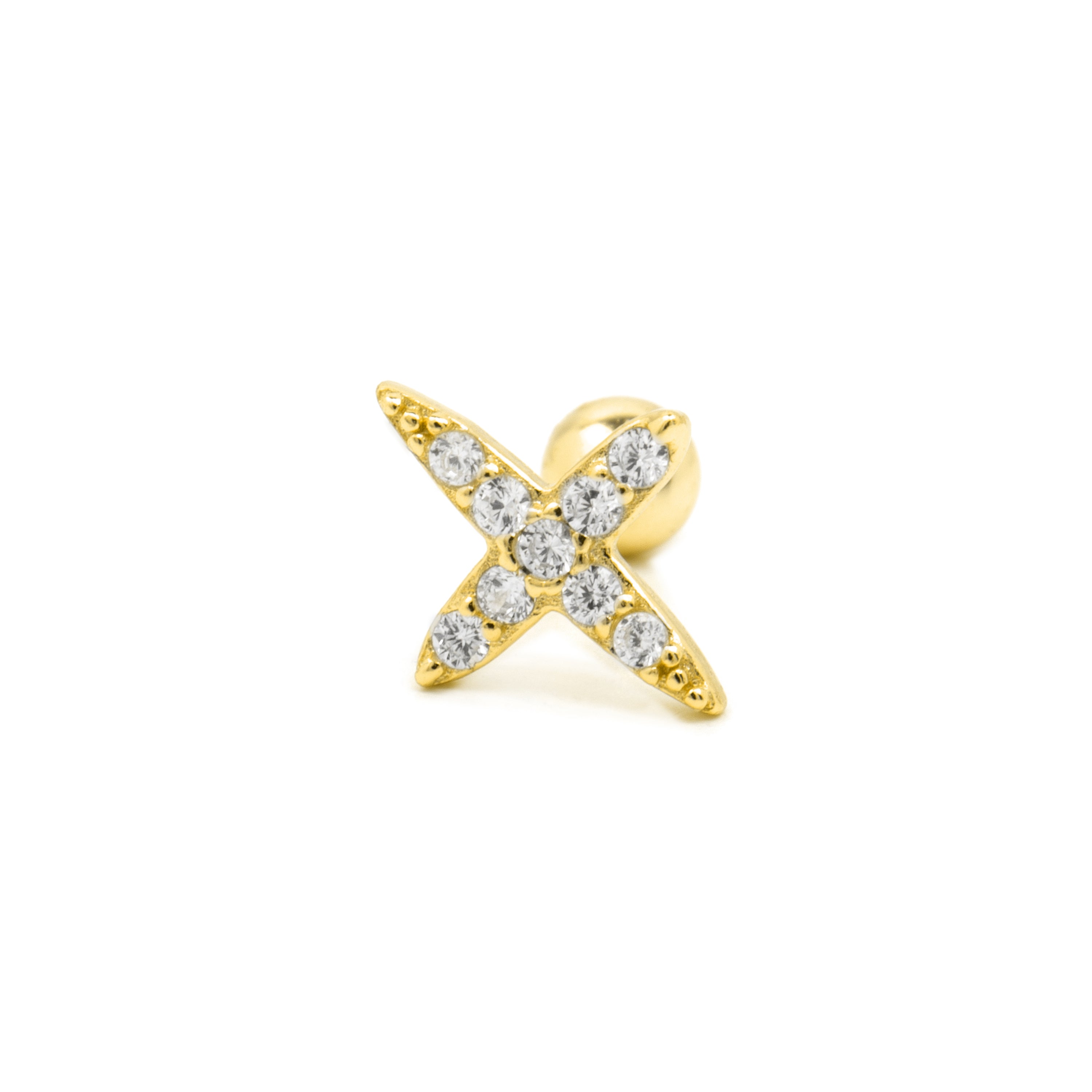 Piercing aus 925er Sterlingsilber und glänzender Zirkonia mit 18k Gelbgold-Finish - Eldia