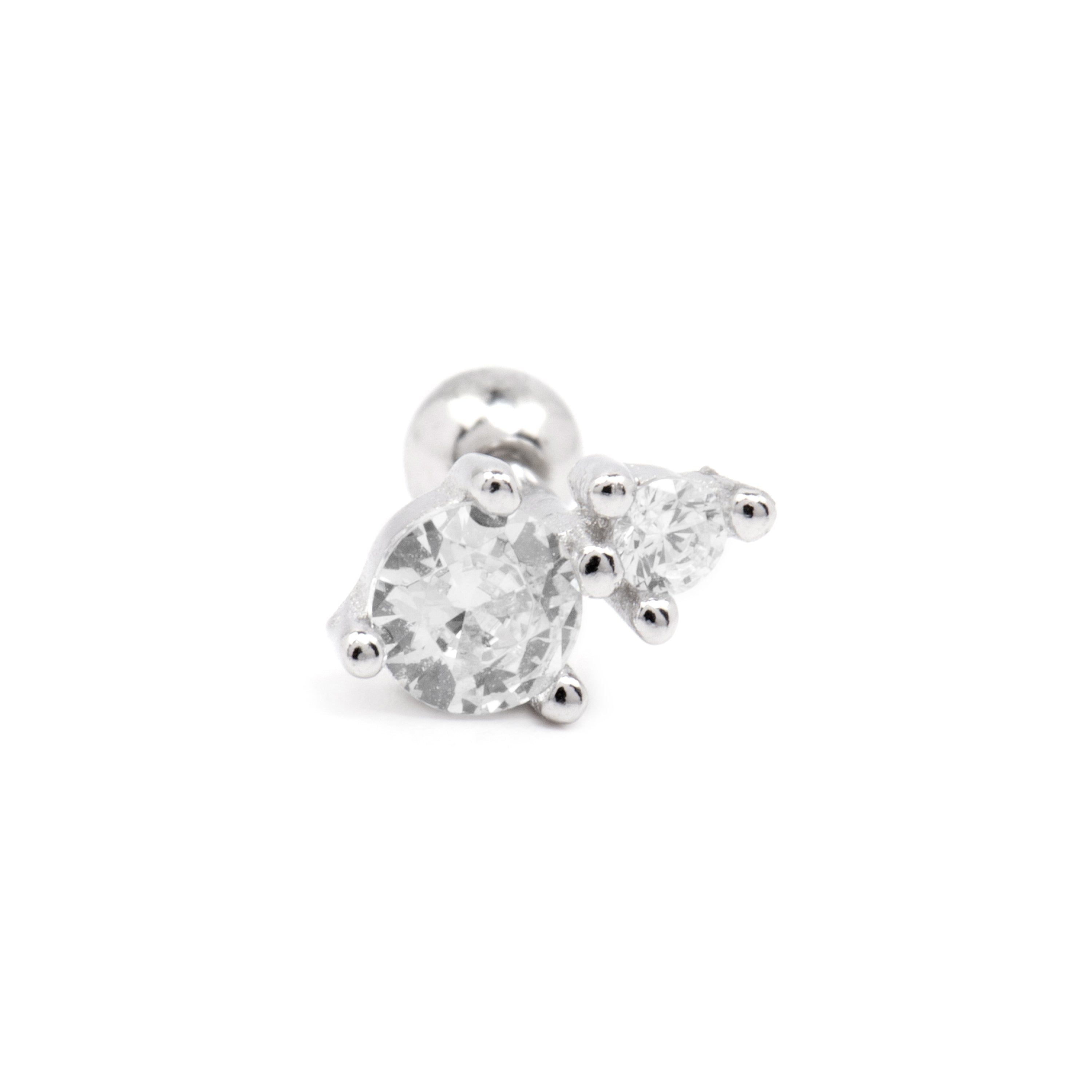 Piercing aus 925er Sterlingsilber und strahlendem Zirkonia mit Rhodium-Finish - Odwa
