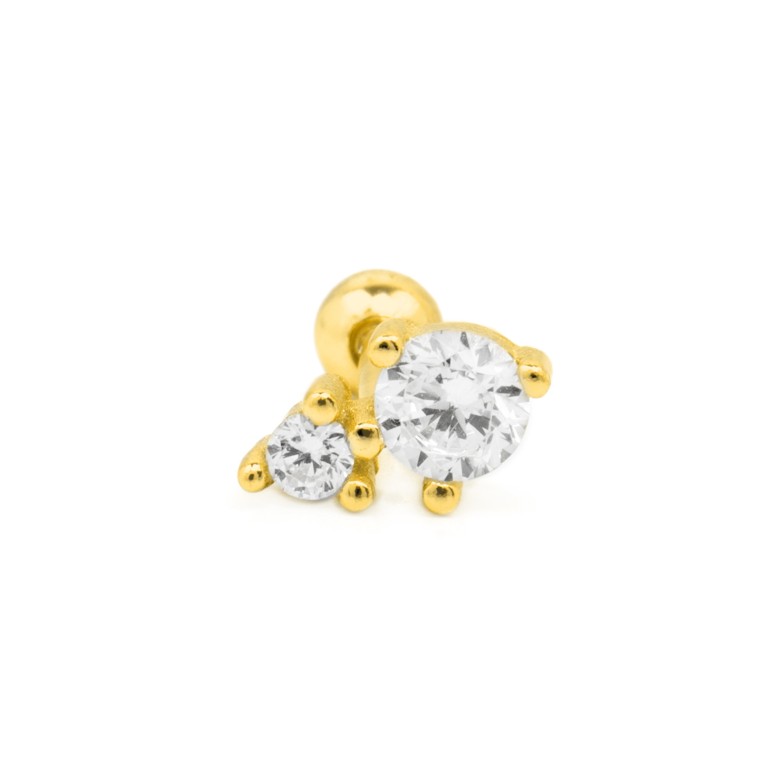 Piercing aus 925er Sterlingsilber und glänzender Zirkonia mit 18k Gelbgold-Finish - Odwa