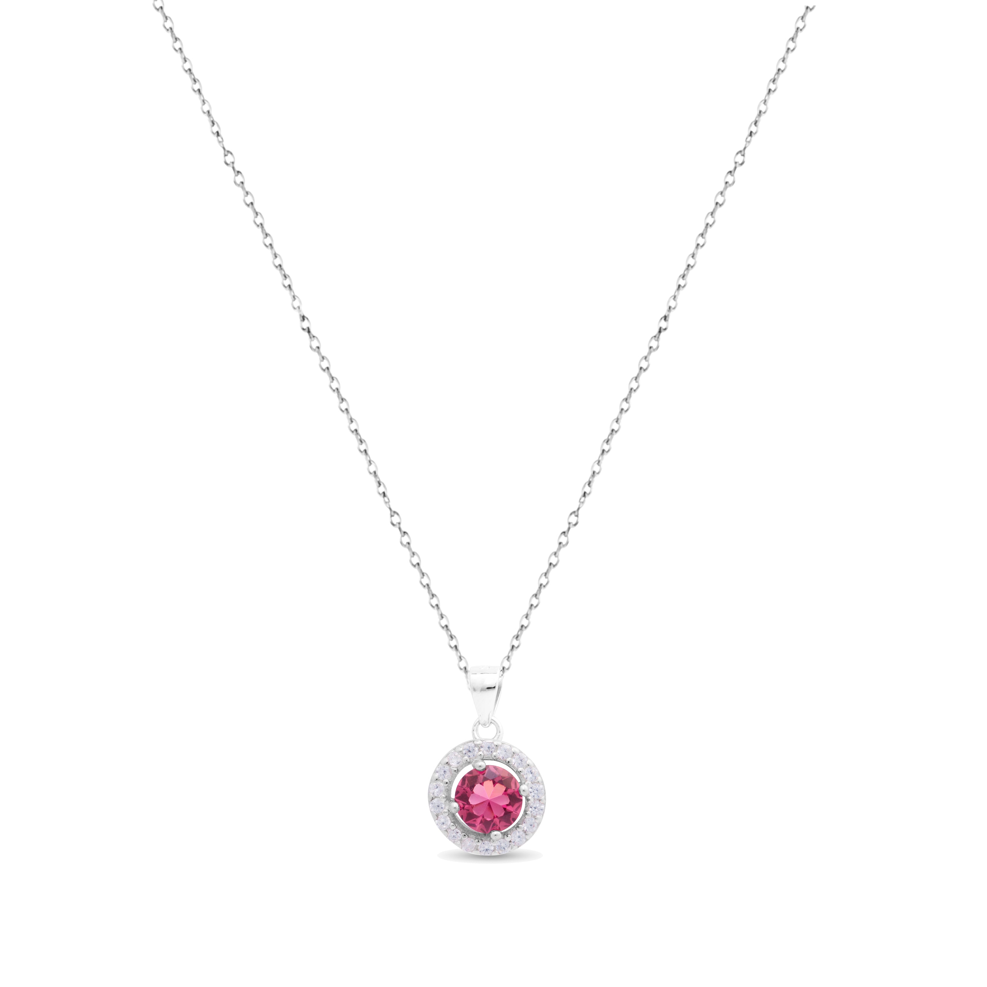Collar de Plata de Ley 925 con Circonita Rubí acabado en rodio - Gema De Leyenda