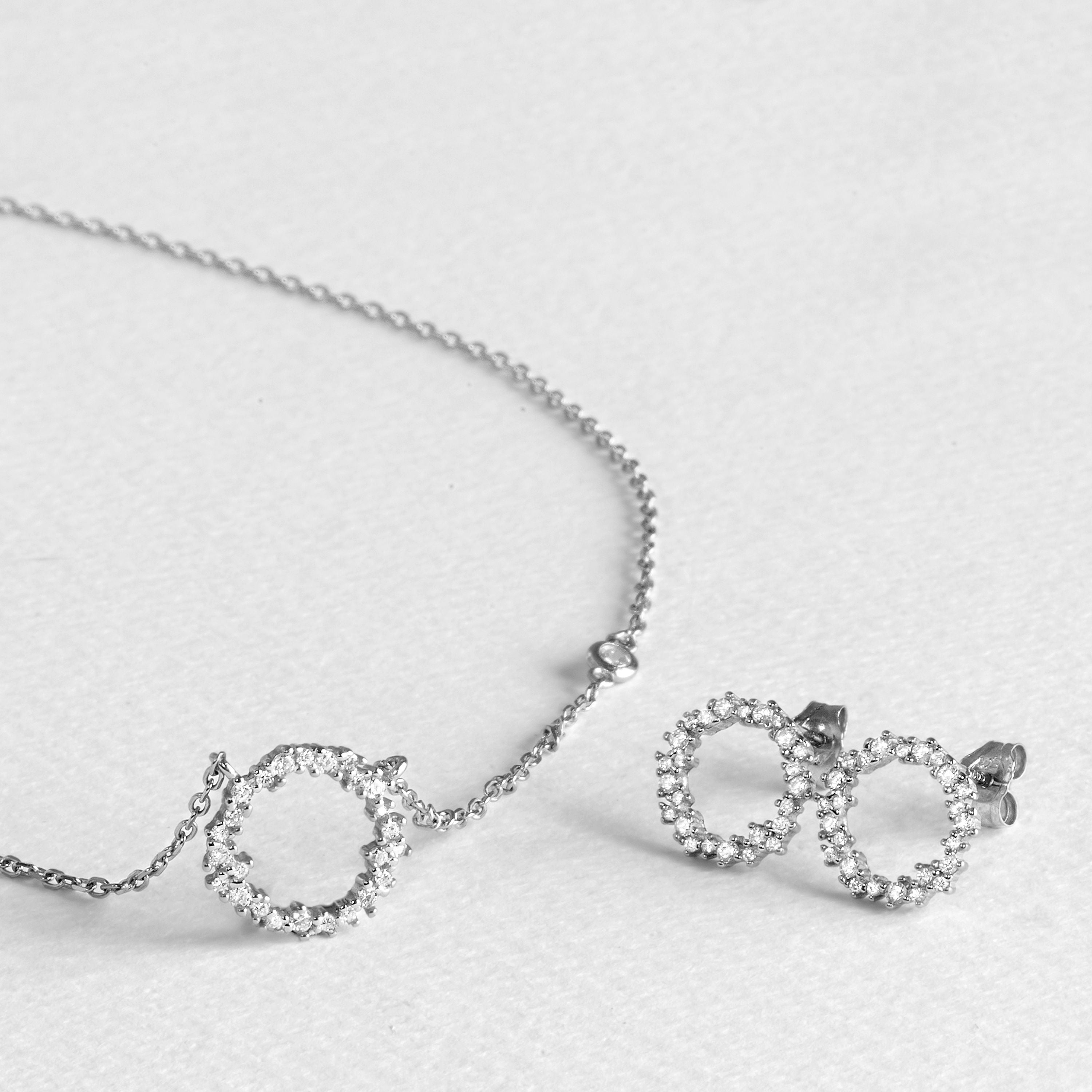 925 Sterling Silver Sets with Brilliant Cubic Zirconia finished in Rhodium - Thilak