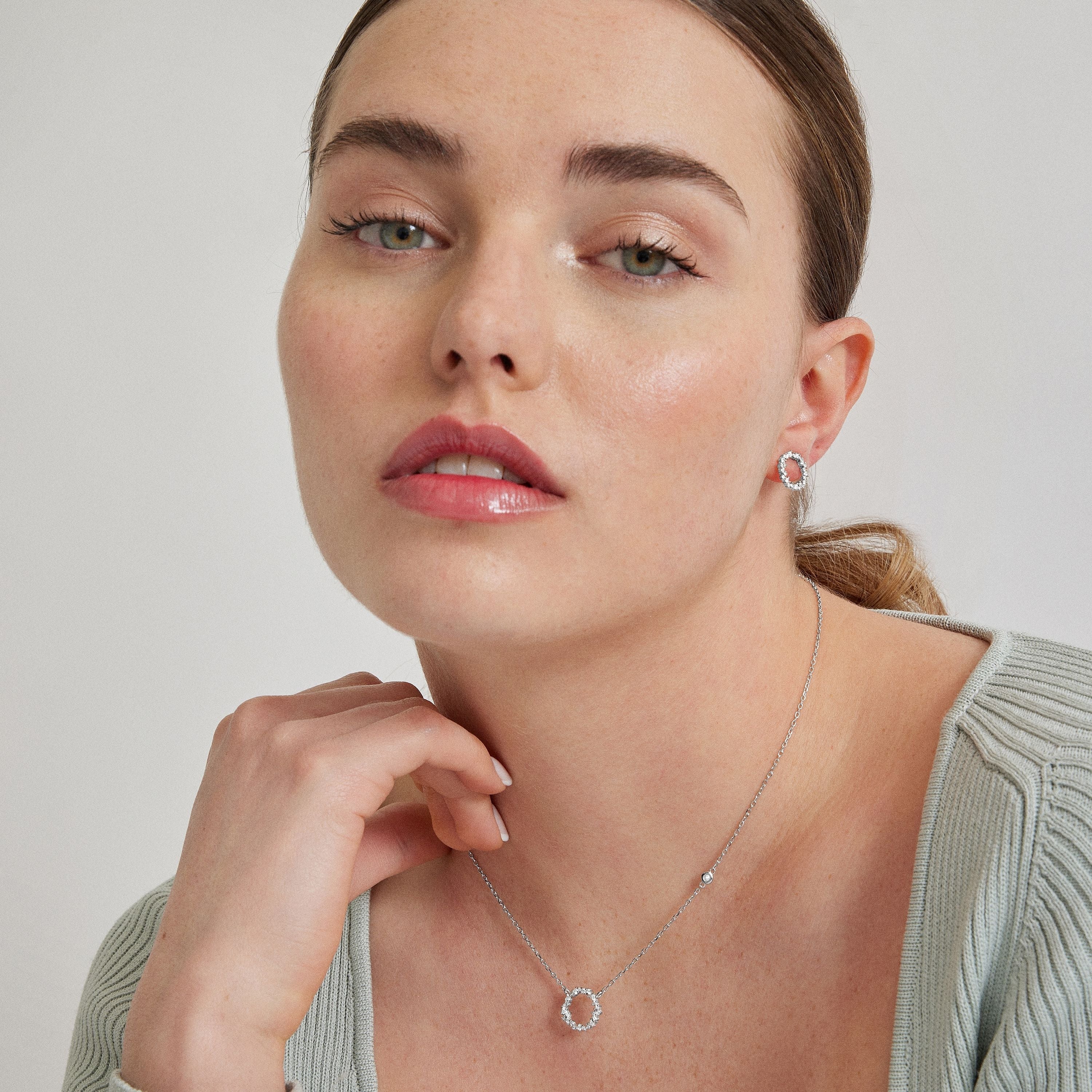 925 Sterling Silver Sets with Brilliant Cubic Zirconia finished in Rhodium - Thilak