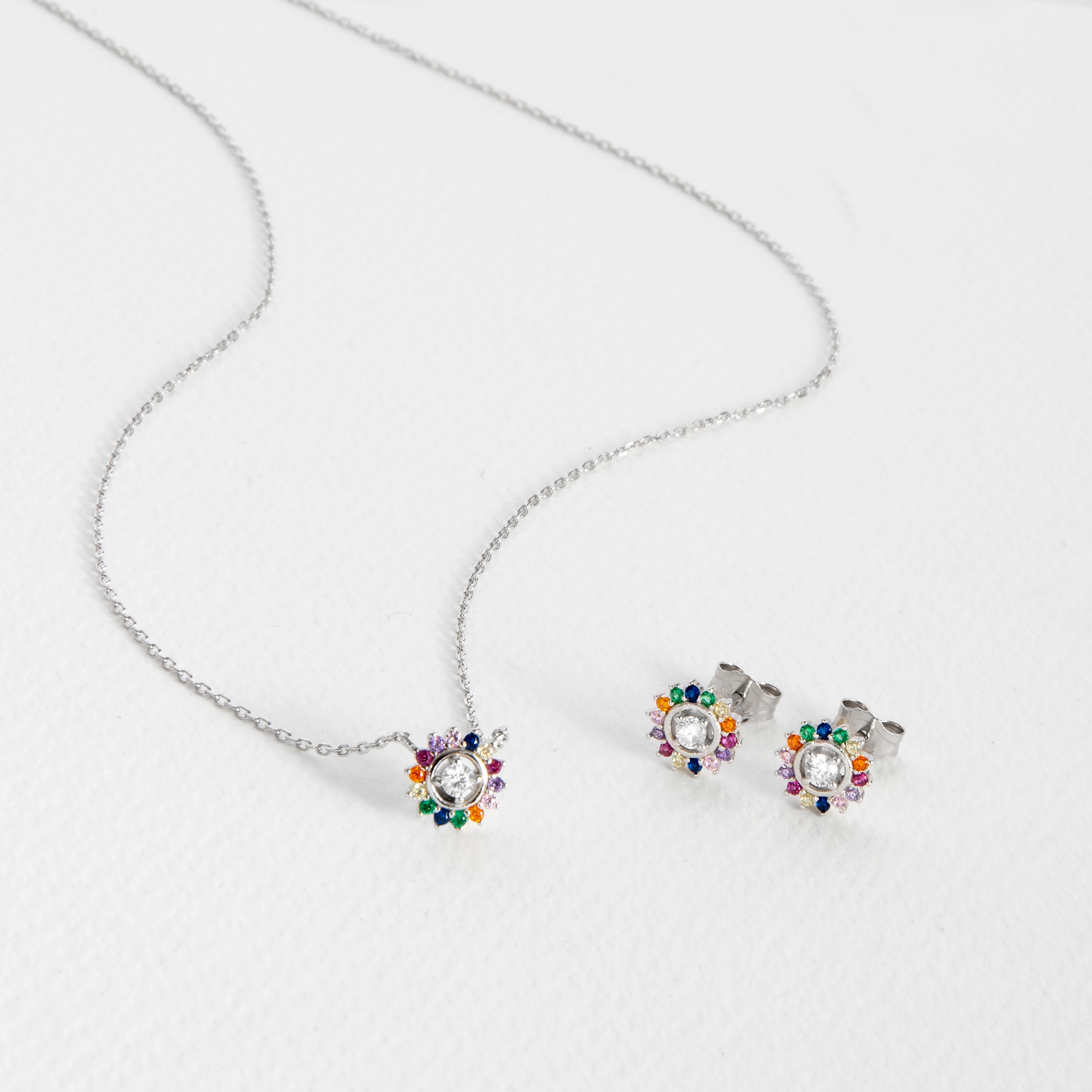 Conjuntos de Plata de Ley 925 con Circonita Multicolor acabado en rodio - Nahra