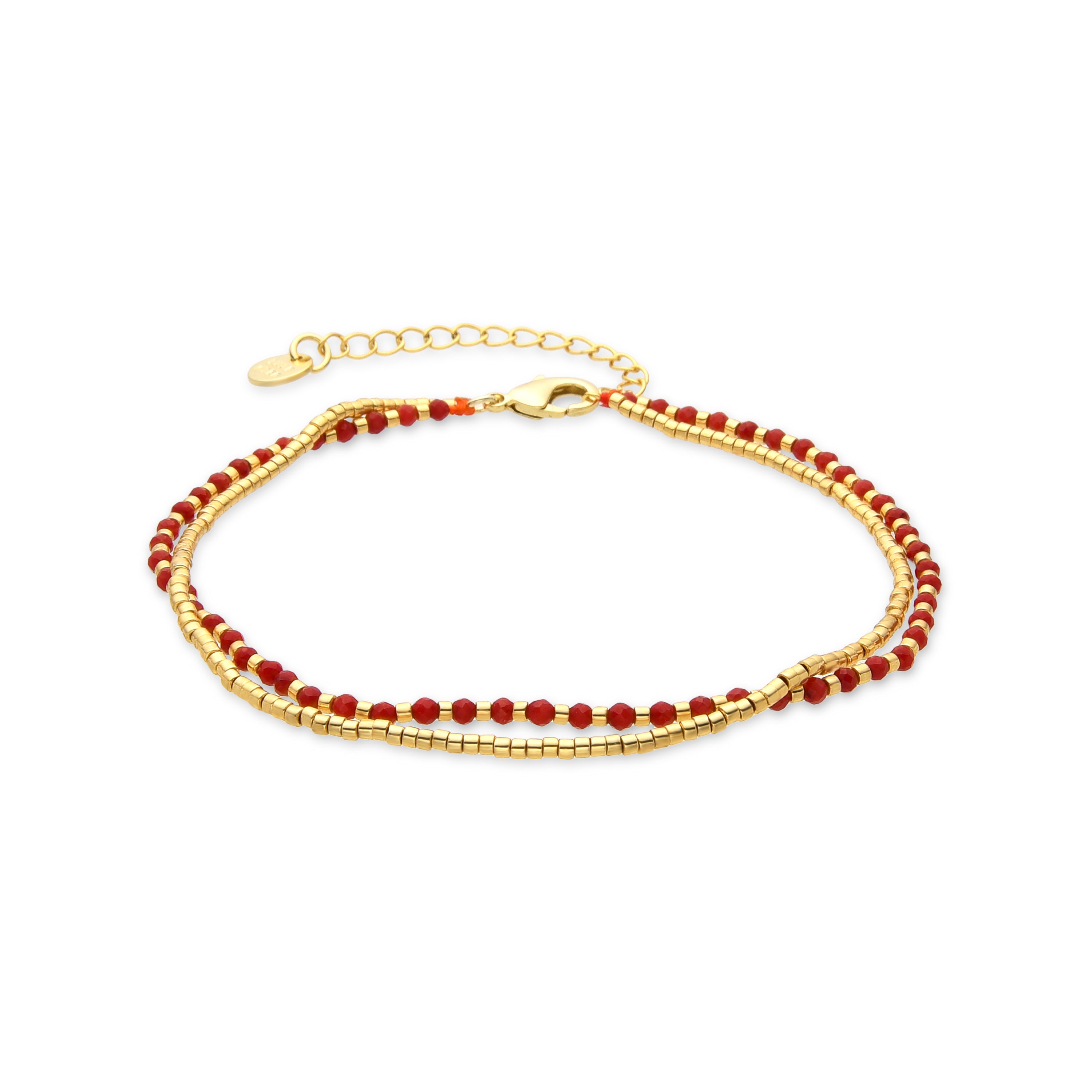 Pulsera con Cristal Rojo acabado oro 18K - Lidrin