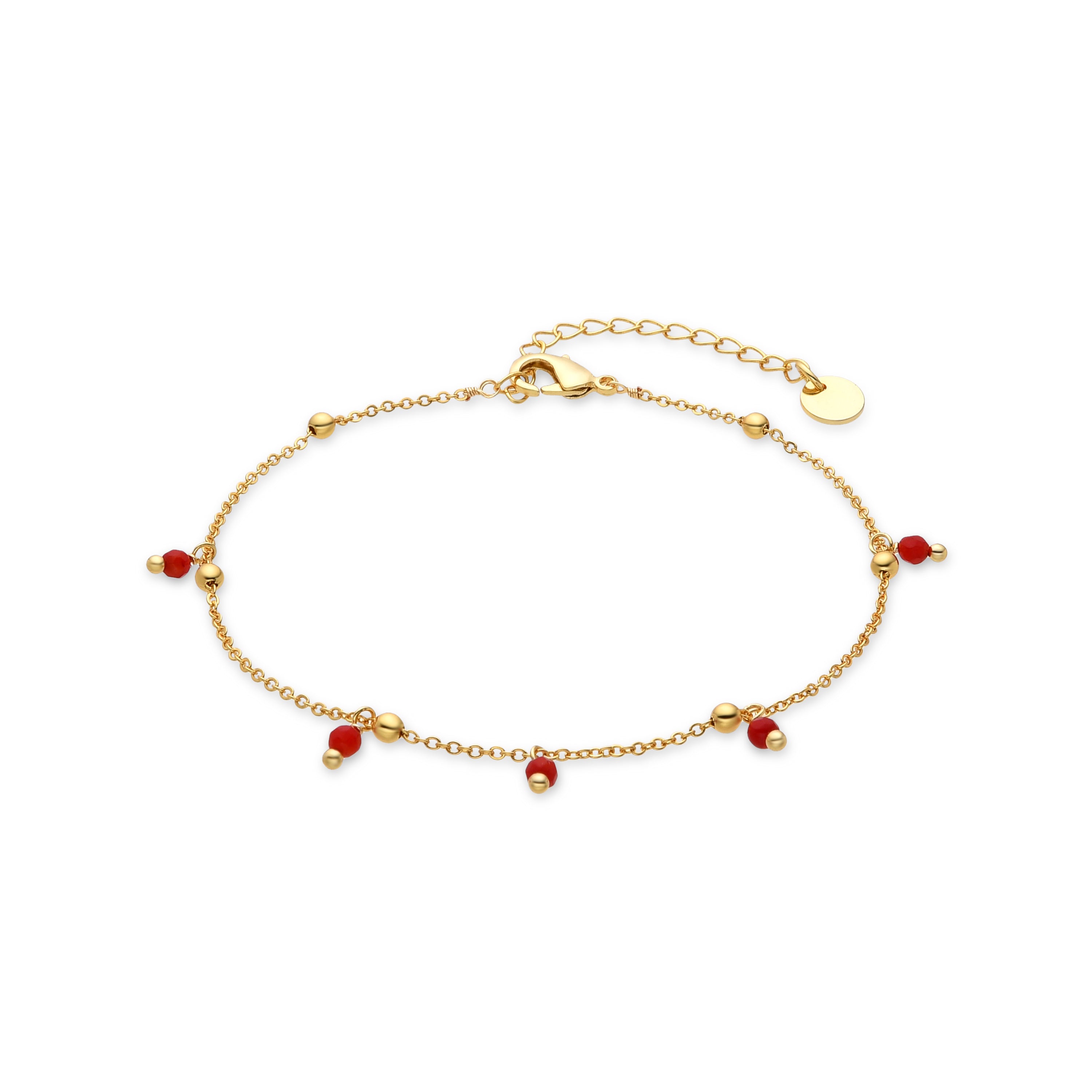 Pulsera con Cristal Rojo acabado oro 18K - Hualsa