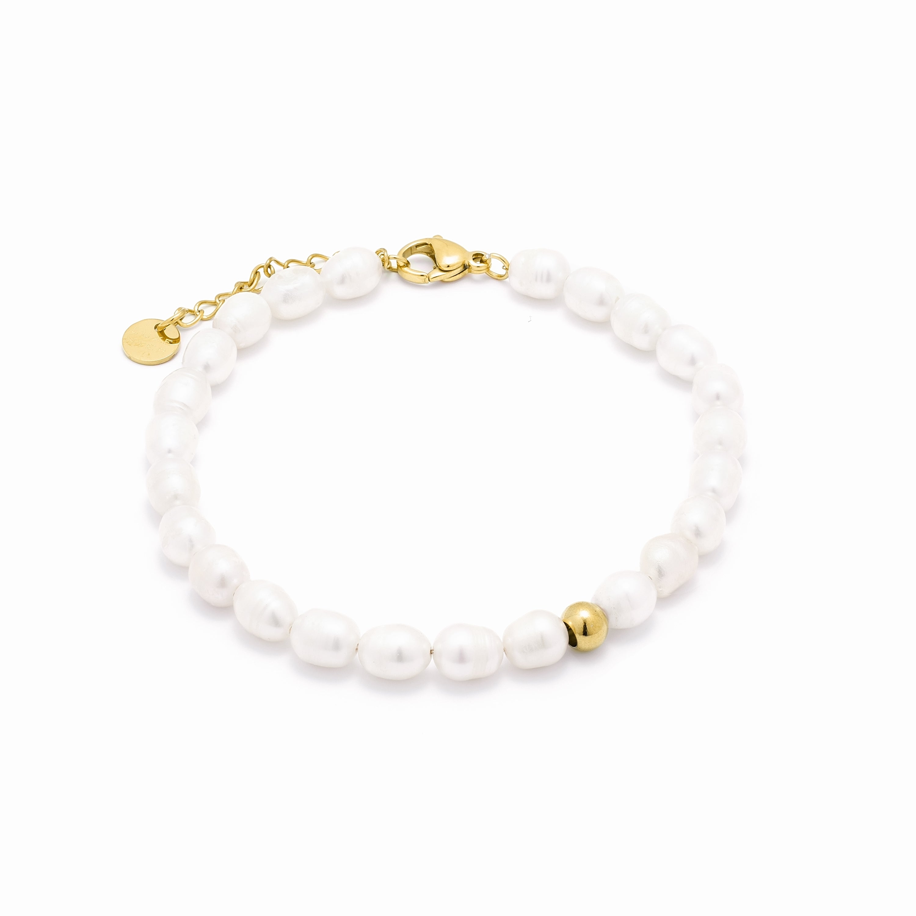 Bracciale in Perla Bianca finito in oro giallo 18K - Unwe