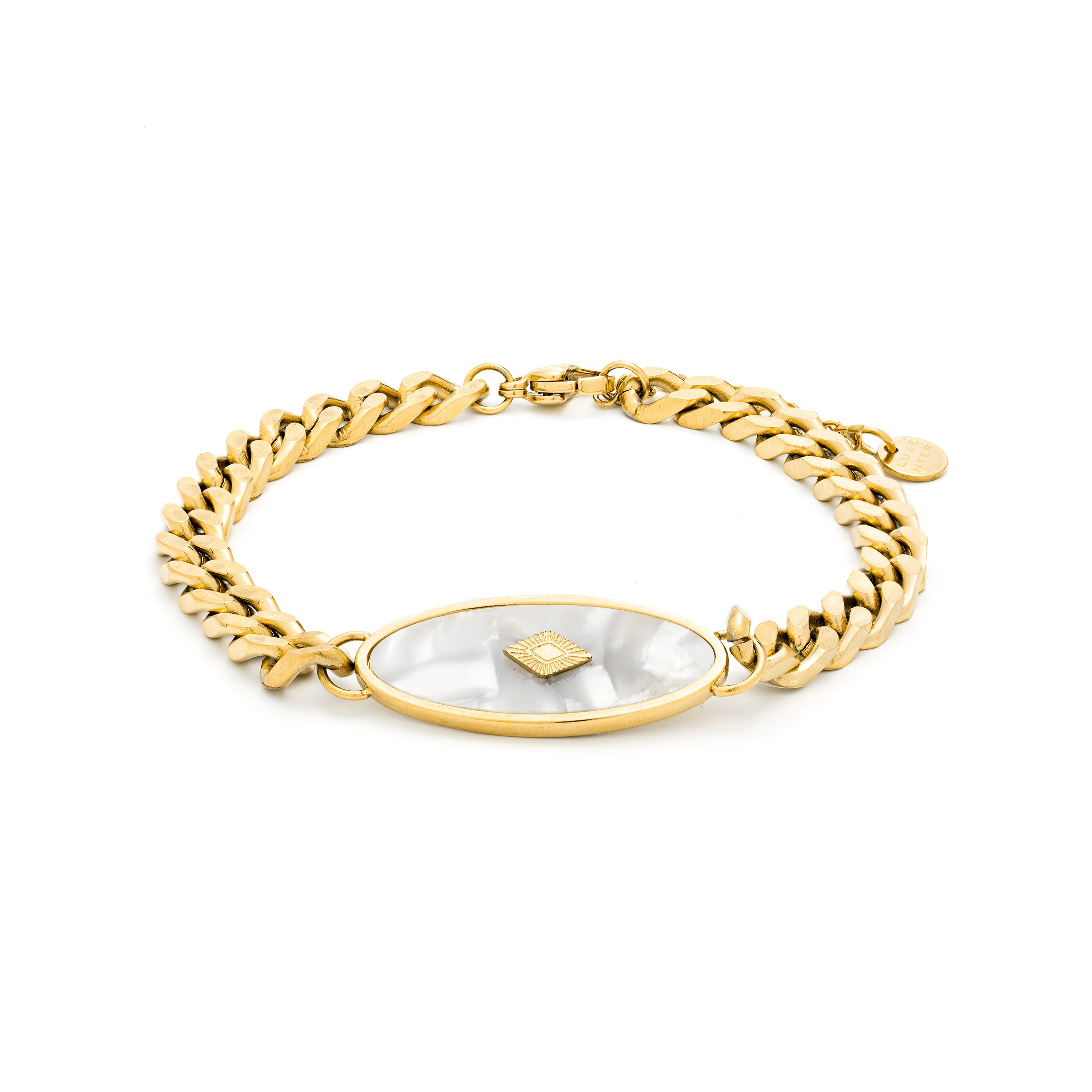 Bracciale in Madreperla Bianca finito in oro giallo 18K - Anleh