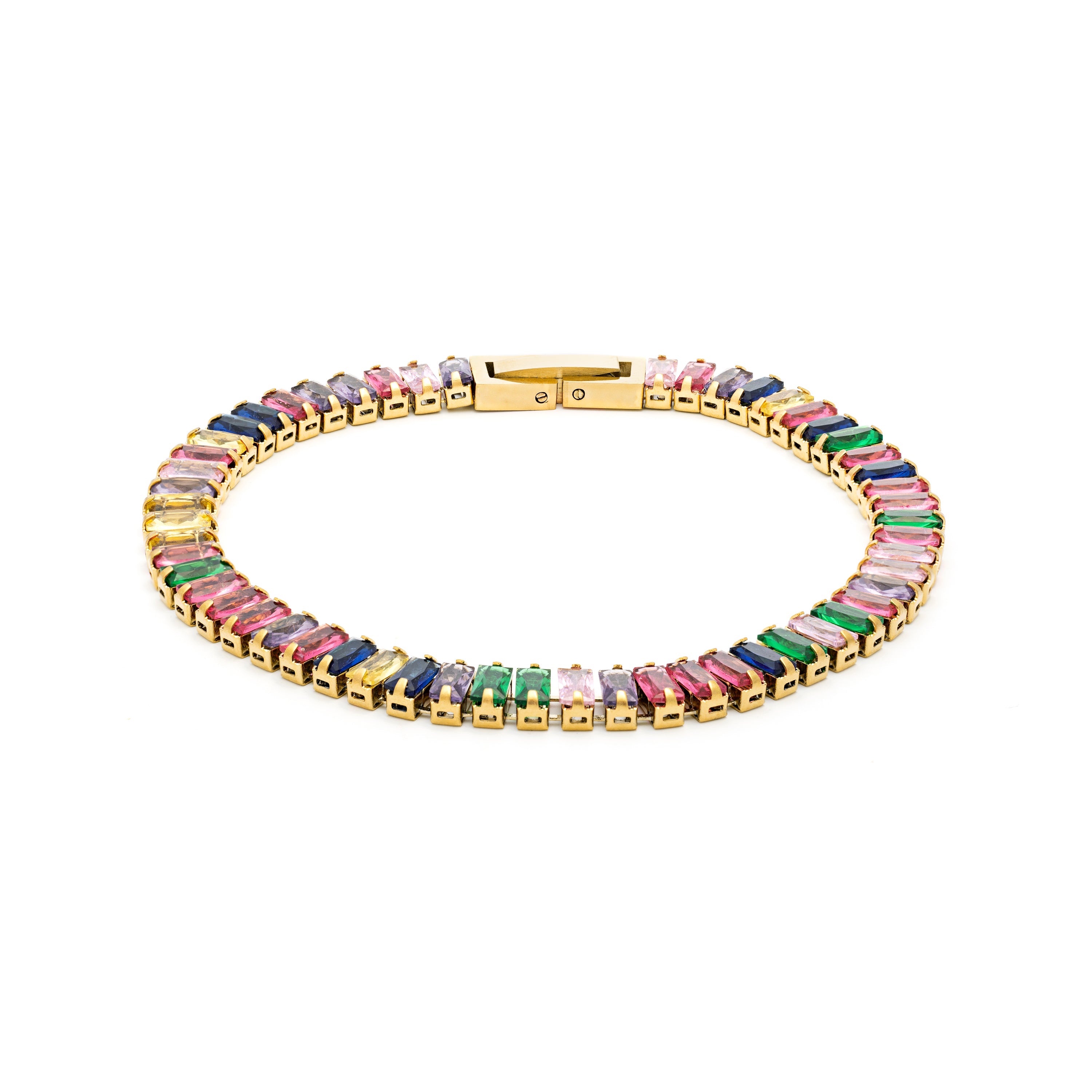 Bracelet en zircon multicolore fini en or jaune 18K - Gorys