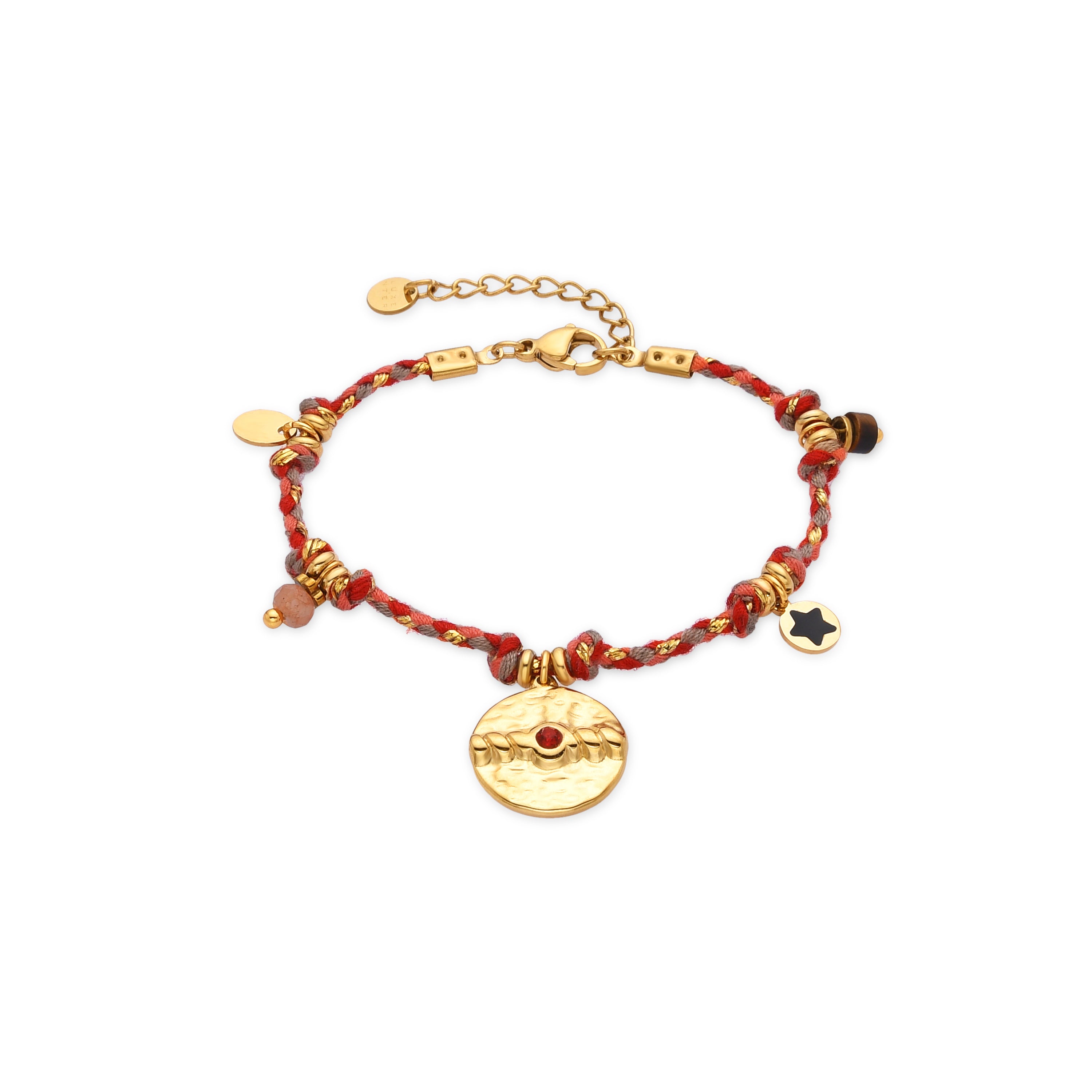 Pulsera con Cristal Rojo acabado oro 18k - Liskel