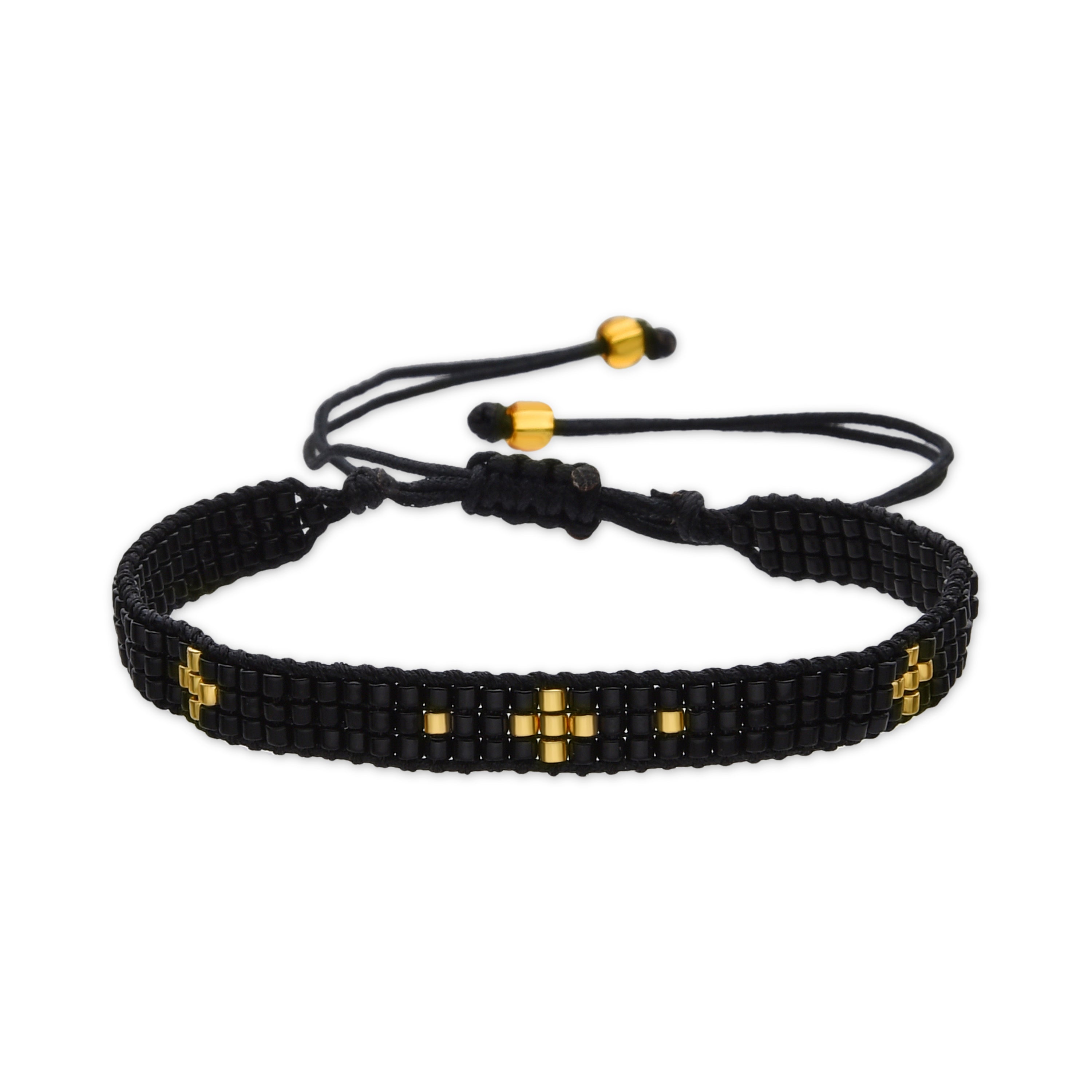 Pulsera con Cristal Negro acabado oro 18k - Sagruk