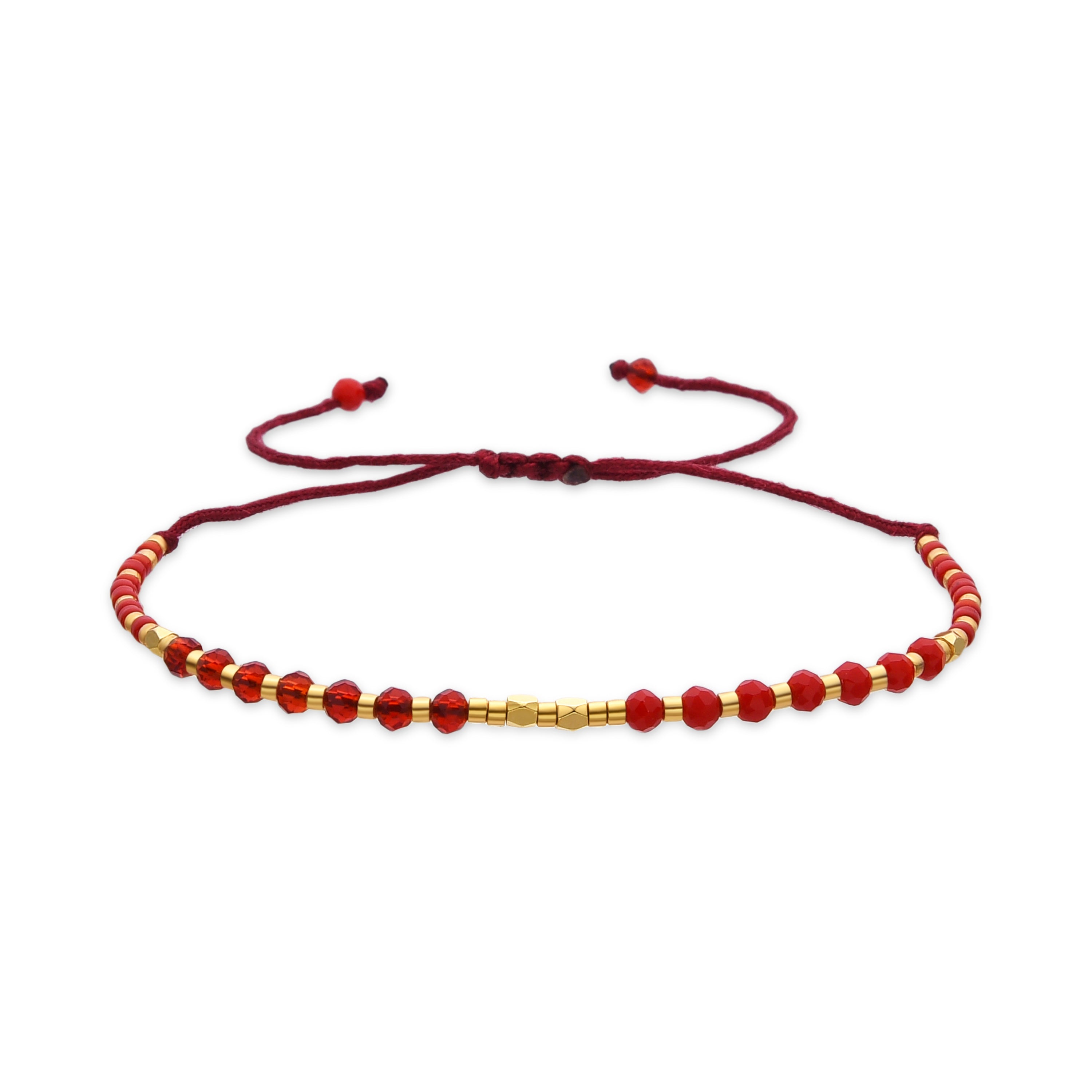 Pulsera con Cristal Rojo acabado oro 18k - Anlako
