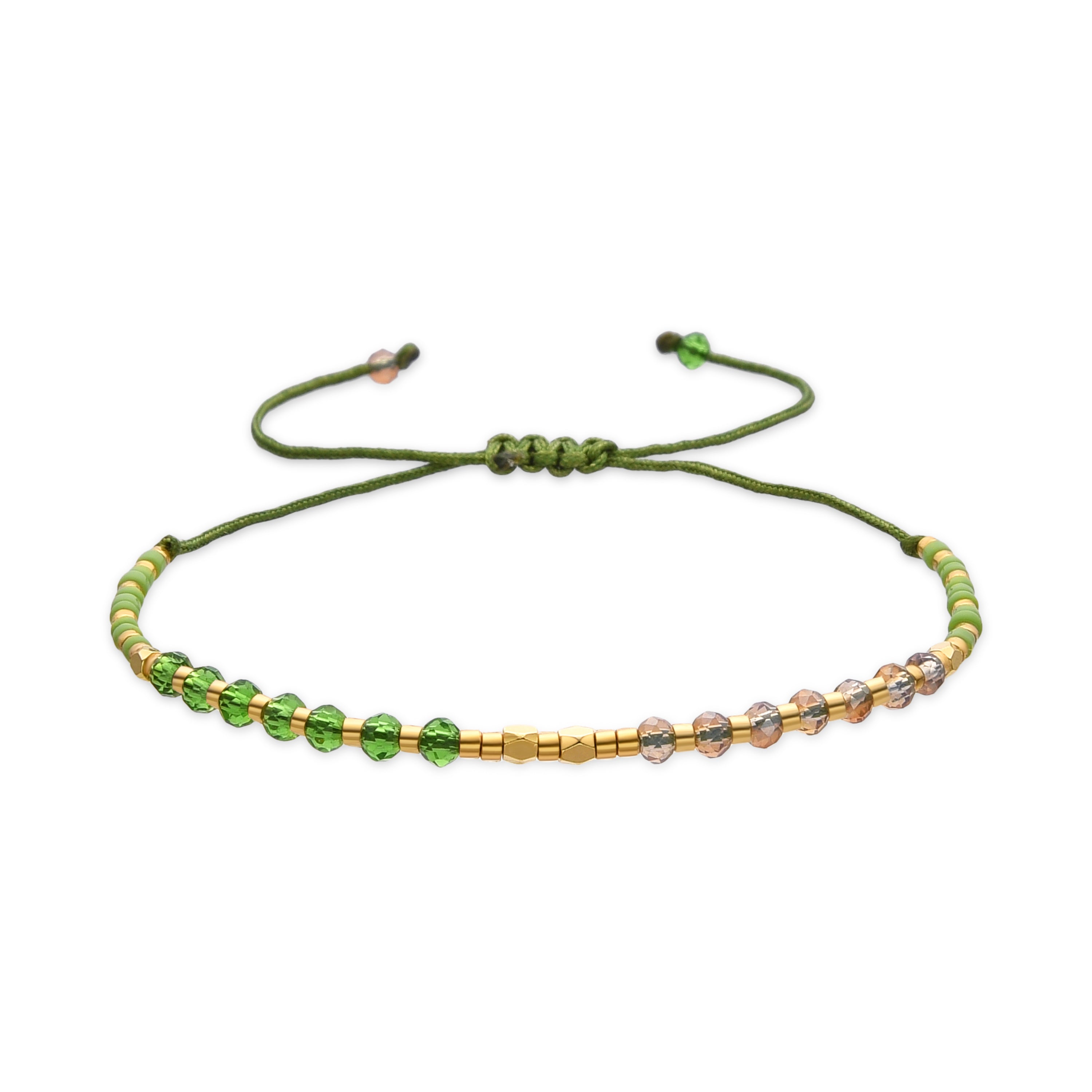 Pulsera con Cristal Verde acabado oro 18k - Anlako
