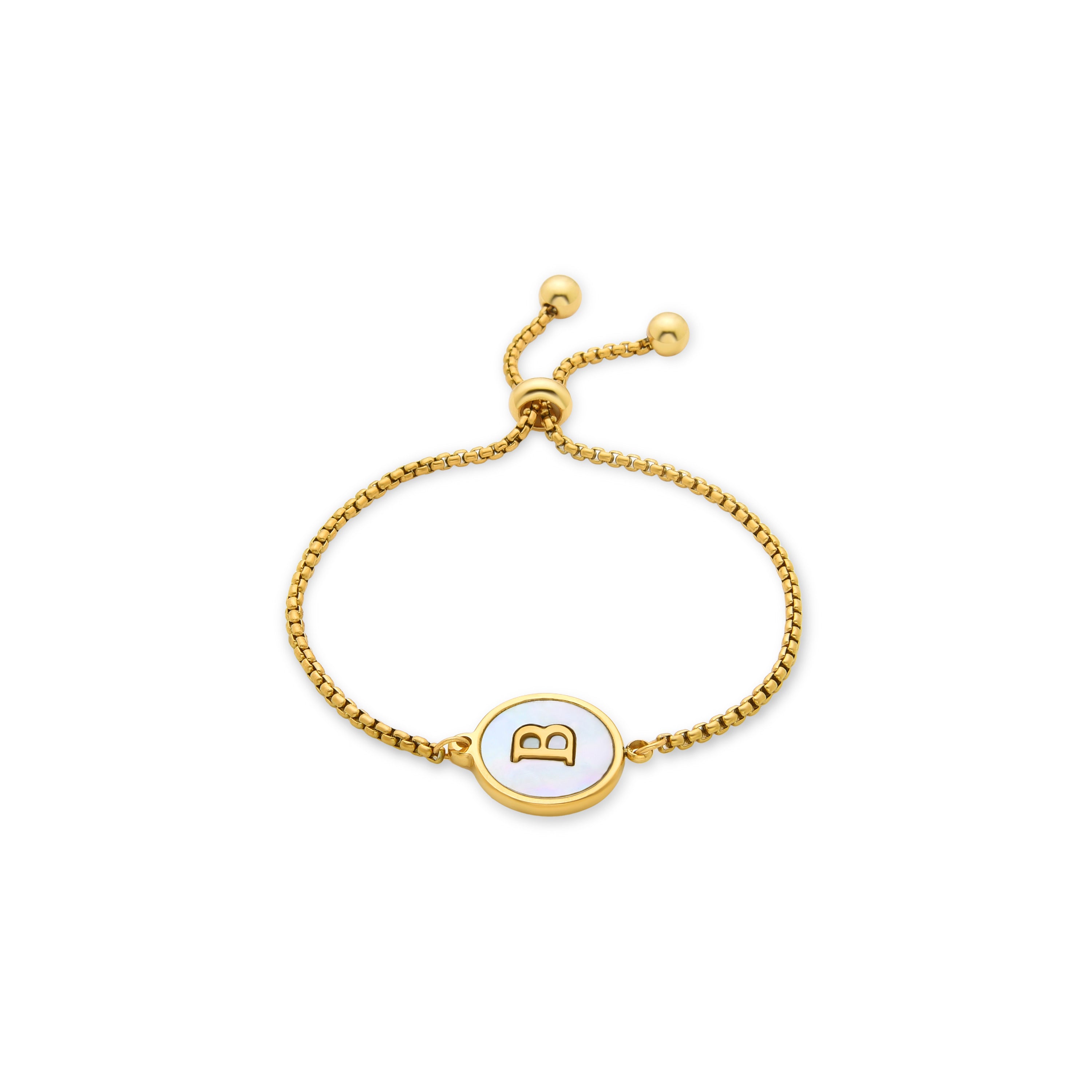 Bracciale in Madreperla Bianca finito in oro giallo 18K - Alphabet