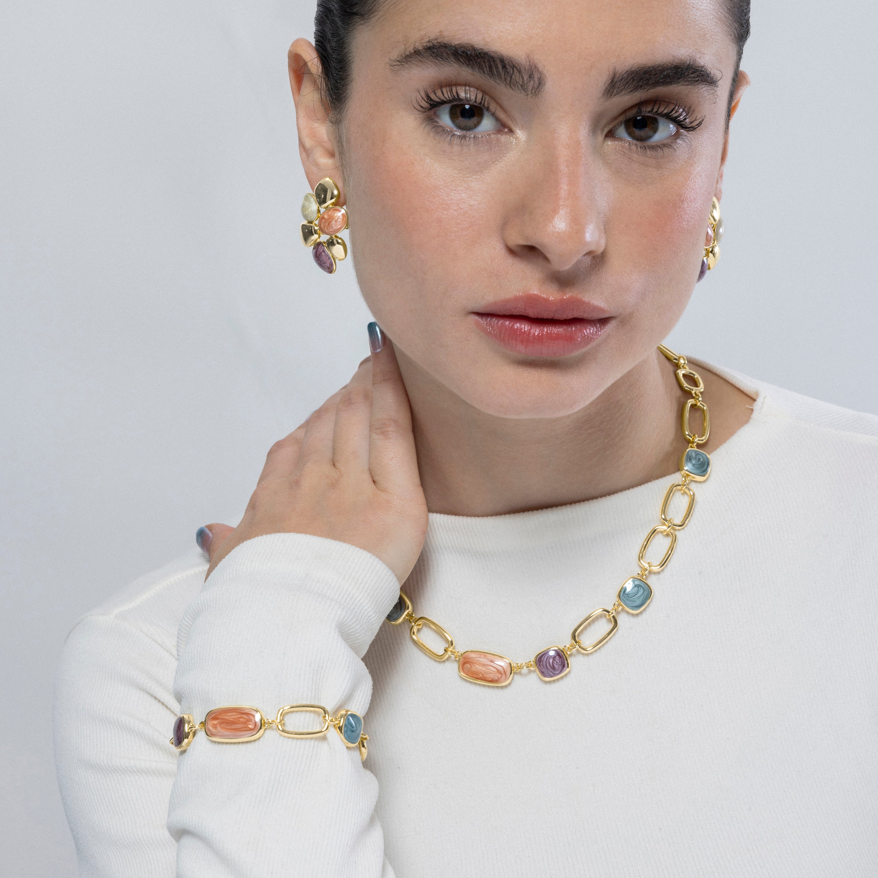 Pulsera de Resina Multicolor acabada en oro amarillo 18K - Orzur