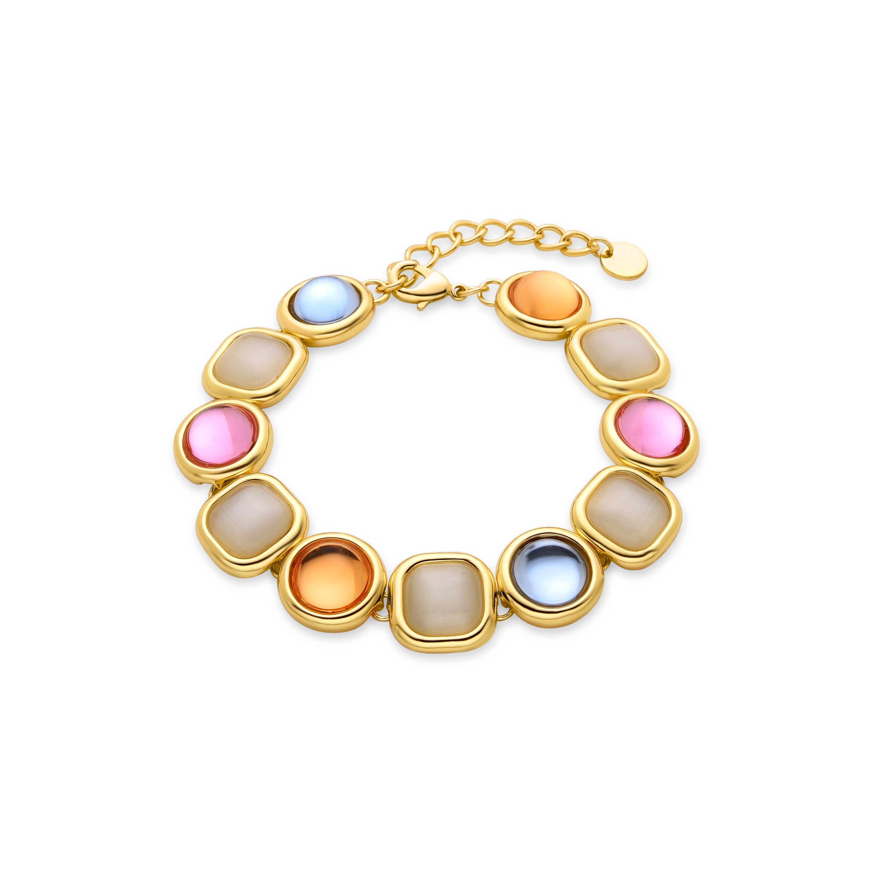 Pulsera de Cristal Multicolor acabada en oro amarillo 18K - Mantis