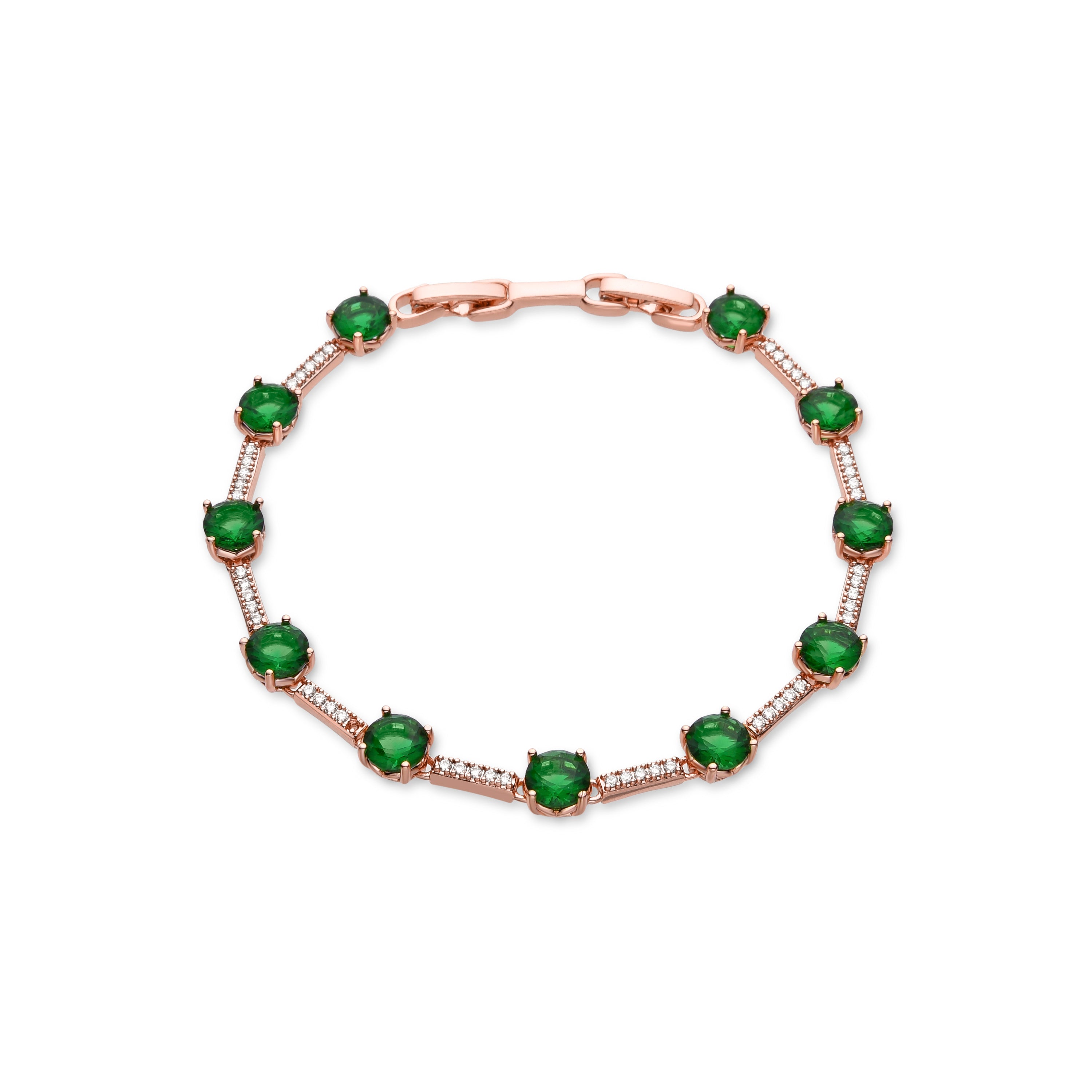 Pulsera de Circonita Esmeralda acabada en oro amarillo 18K- Syham