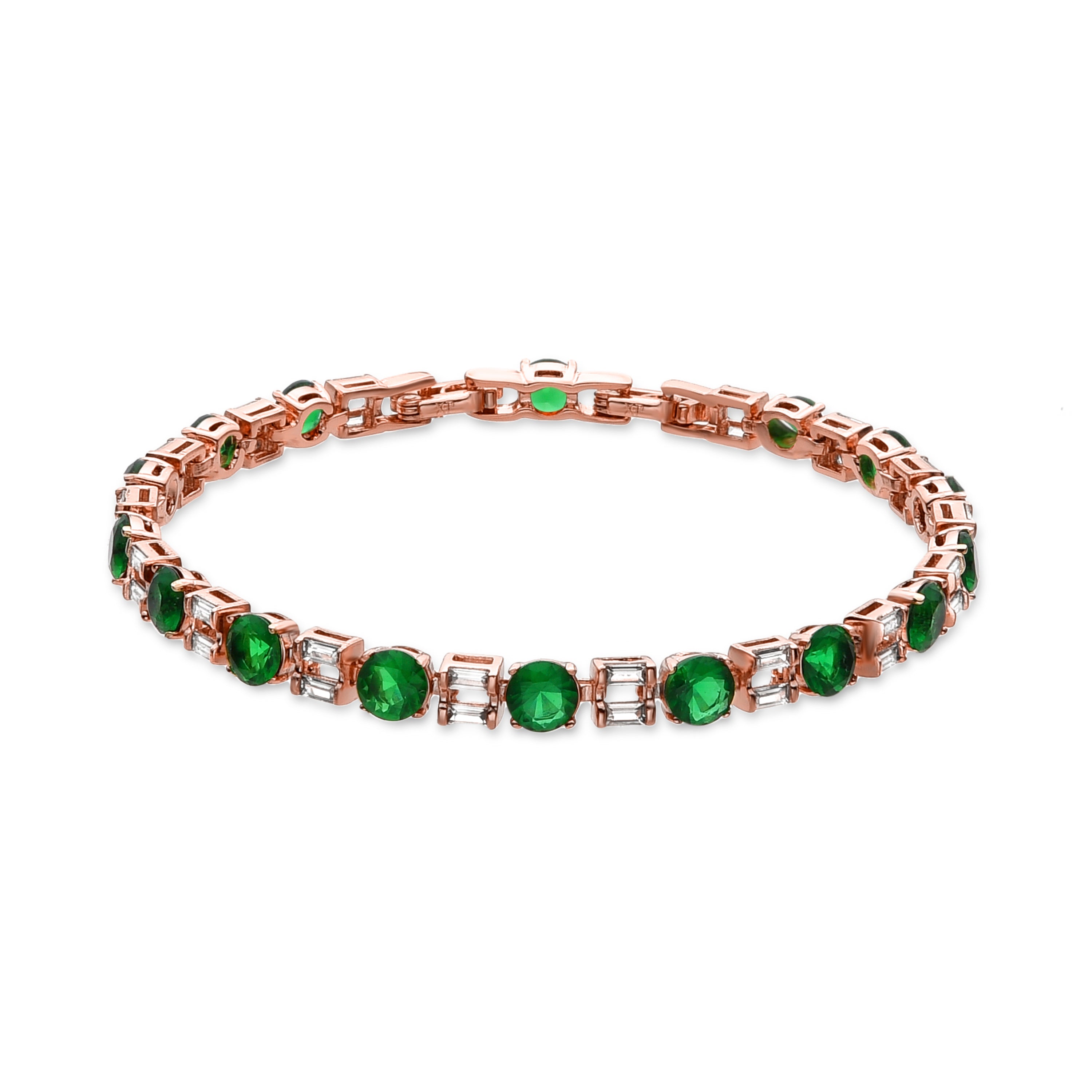 Pulsera con Circonita Esmeralda acabada en oro amarillo 18K - Miwyn