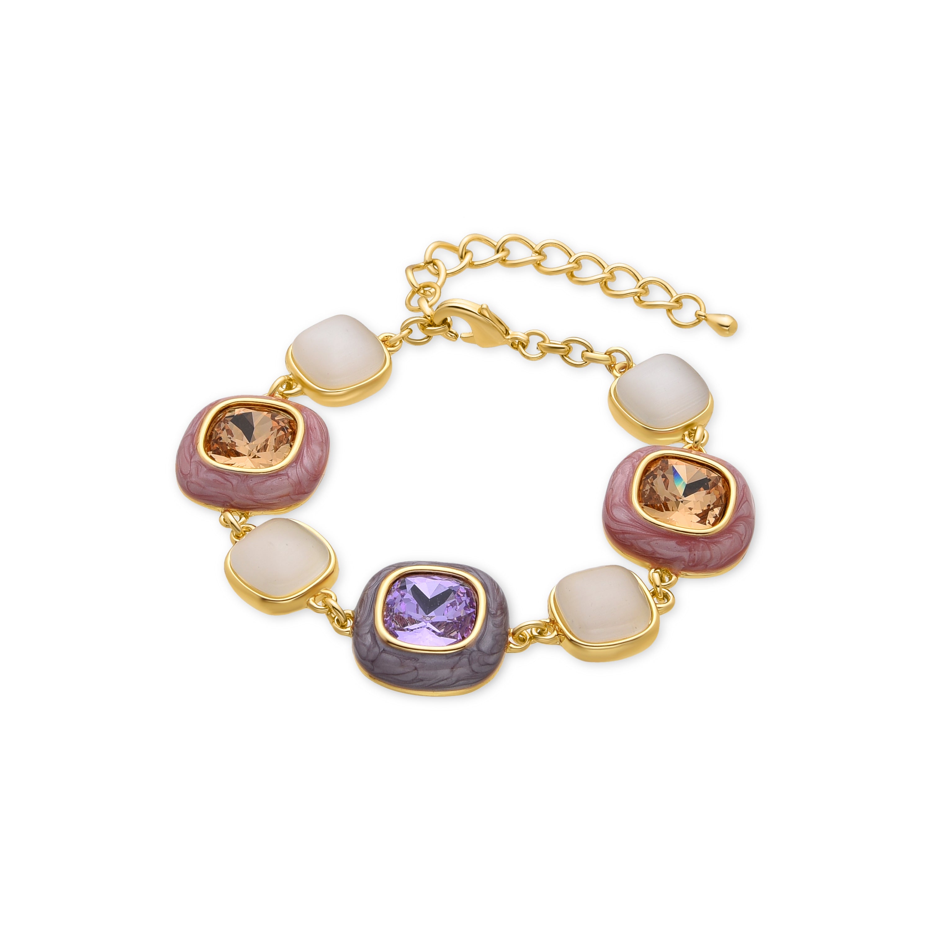 Multicolor Zirkonia Armband mit 18K Gelbgold-Finish - Drogolo