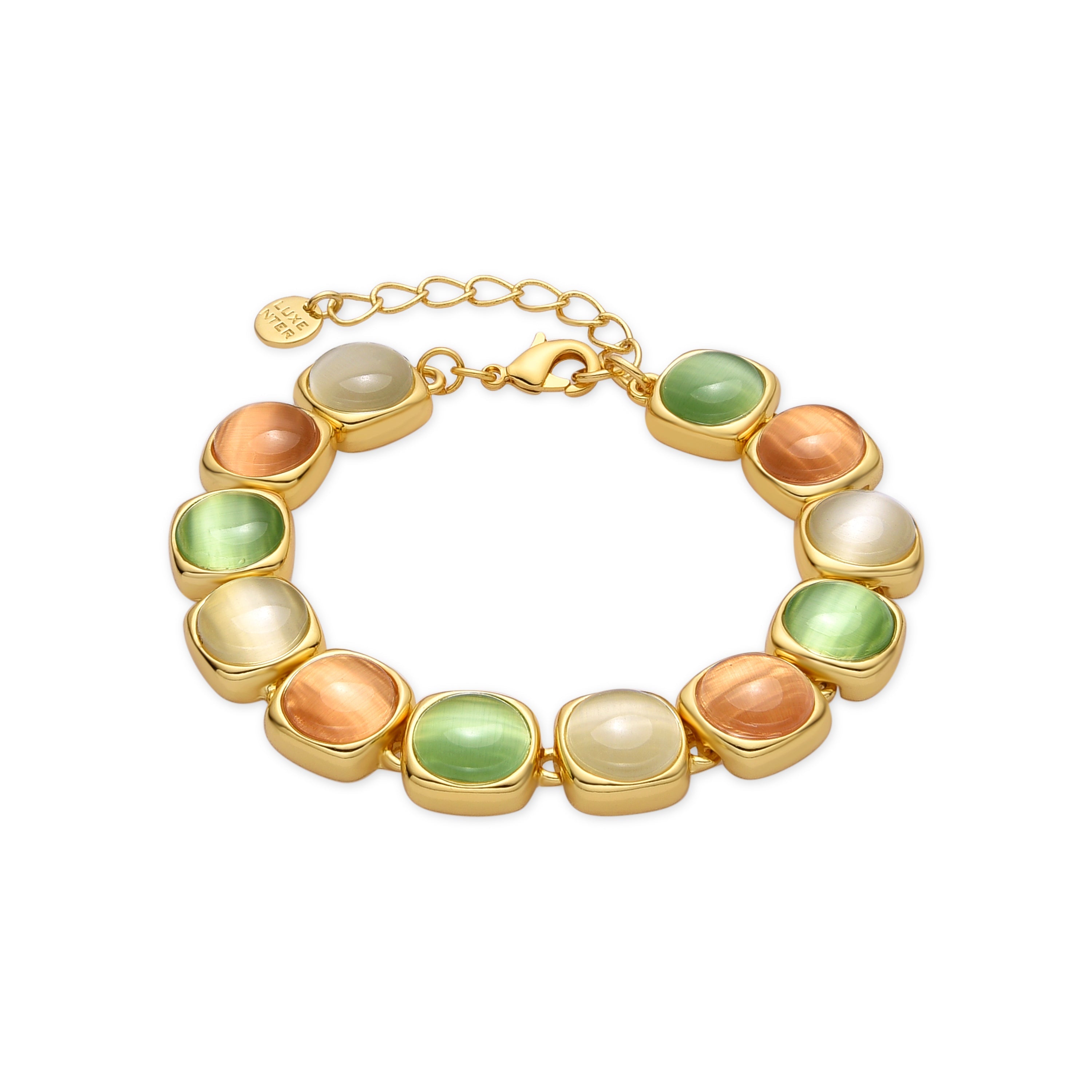 Bracelet avec Oeil de Chat Multicolore finition or 18k - Shureo