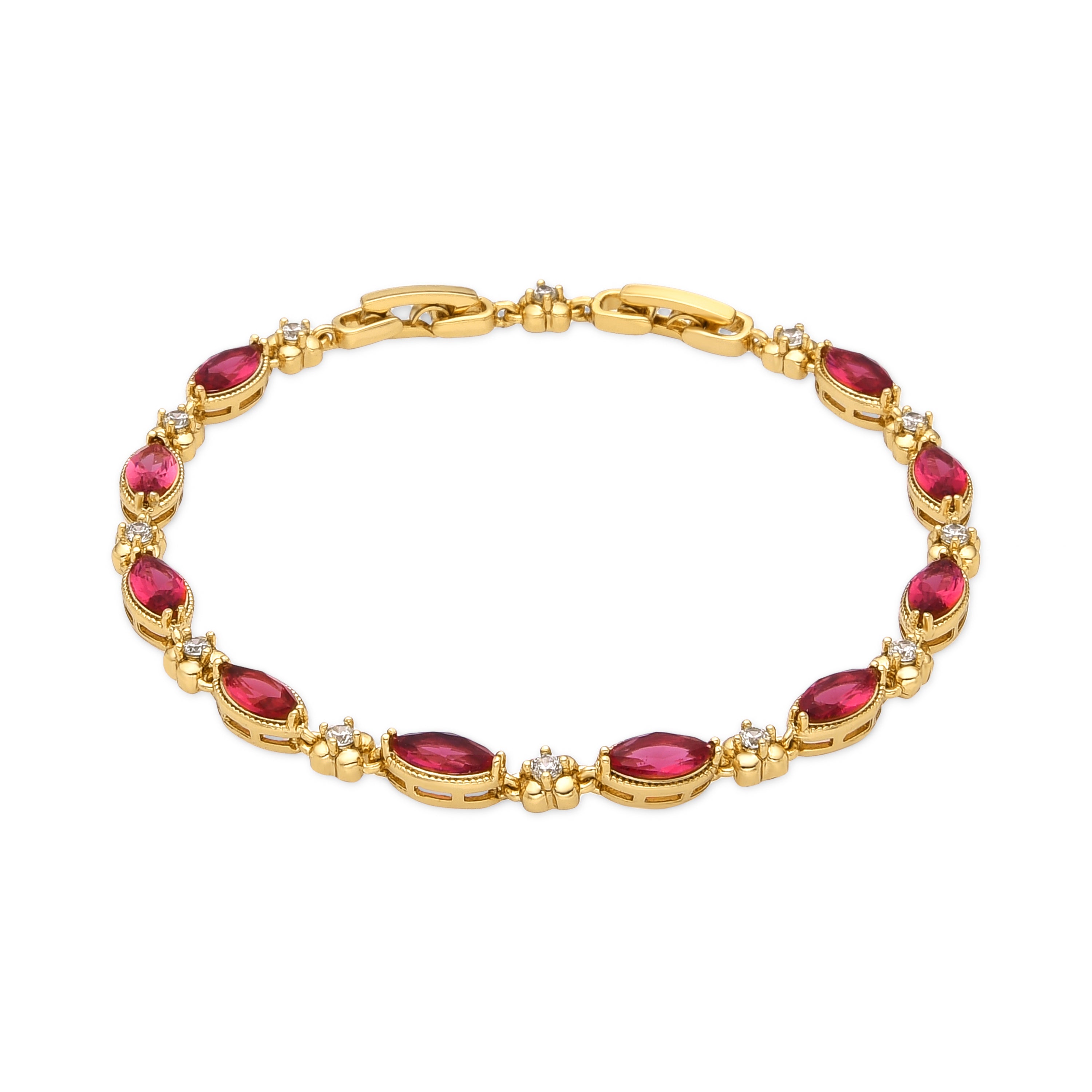 Bracelet avec Zirconium Rubis finition or 18k - Julie