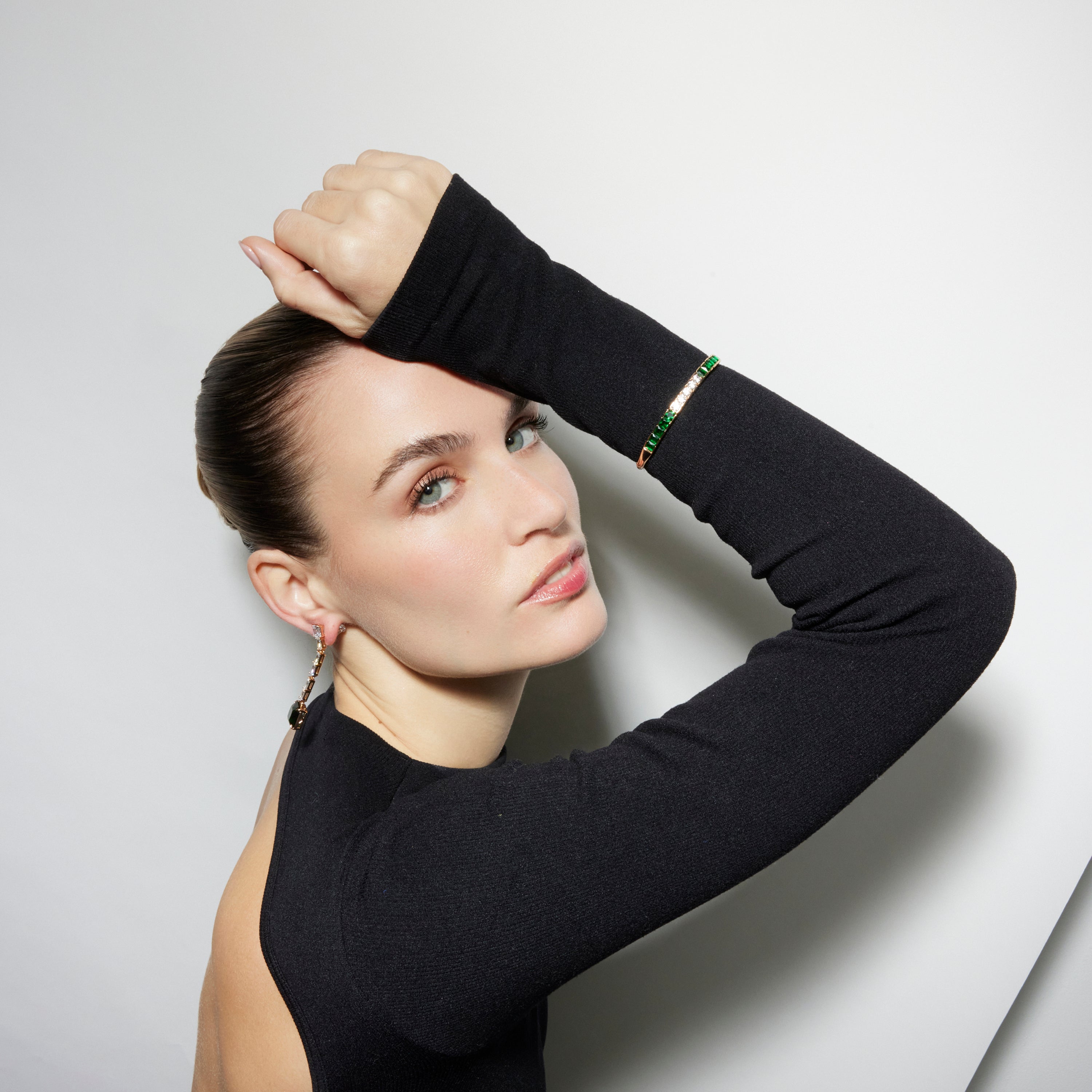 Bracelet avec Zirconium Émeraude finition or 18k - Pruzi