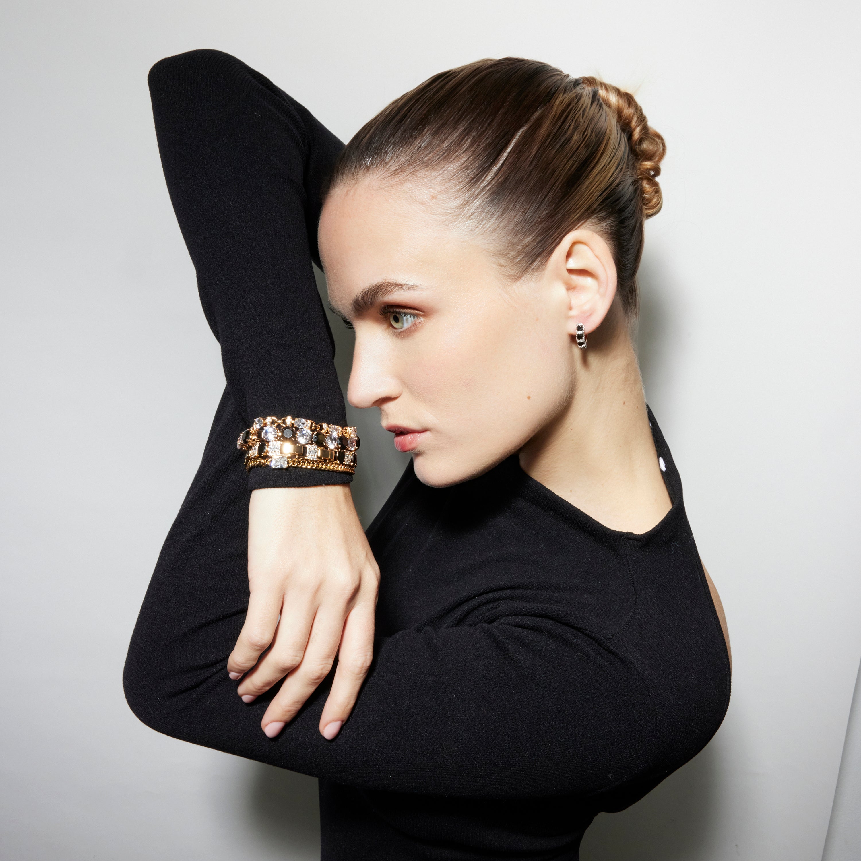 Bracelet avec Zircon Onyx finition or 18k - Sauki