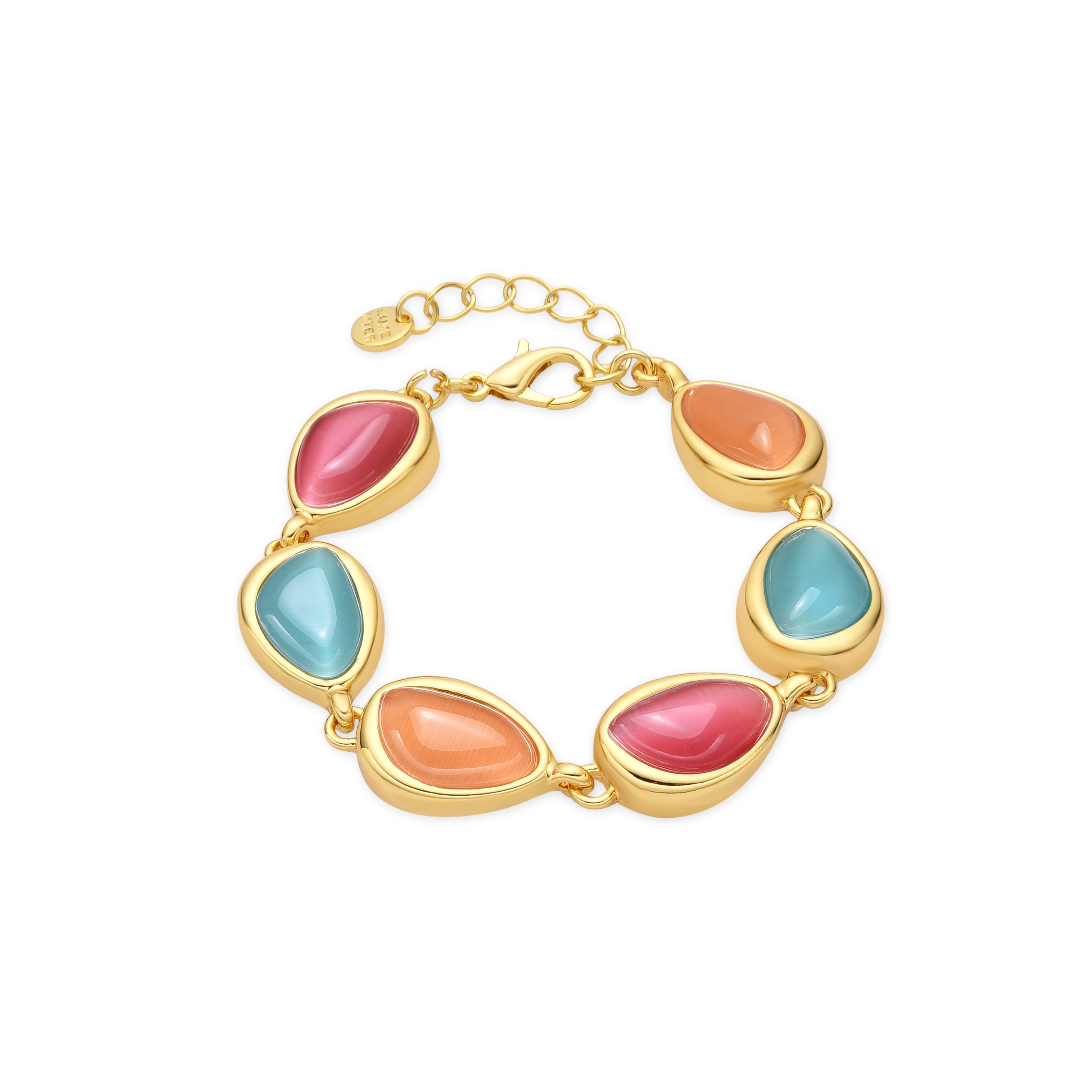 Pulsera acabado oro amarillo de 18k y Ojo de Gato Multicolor - Dulfo