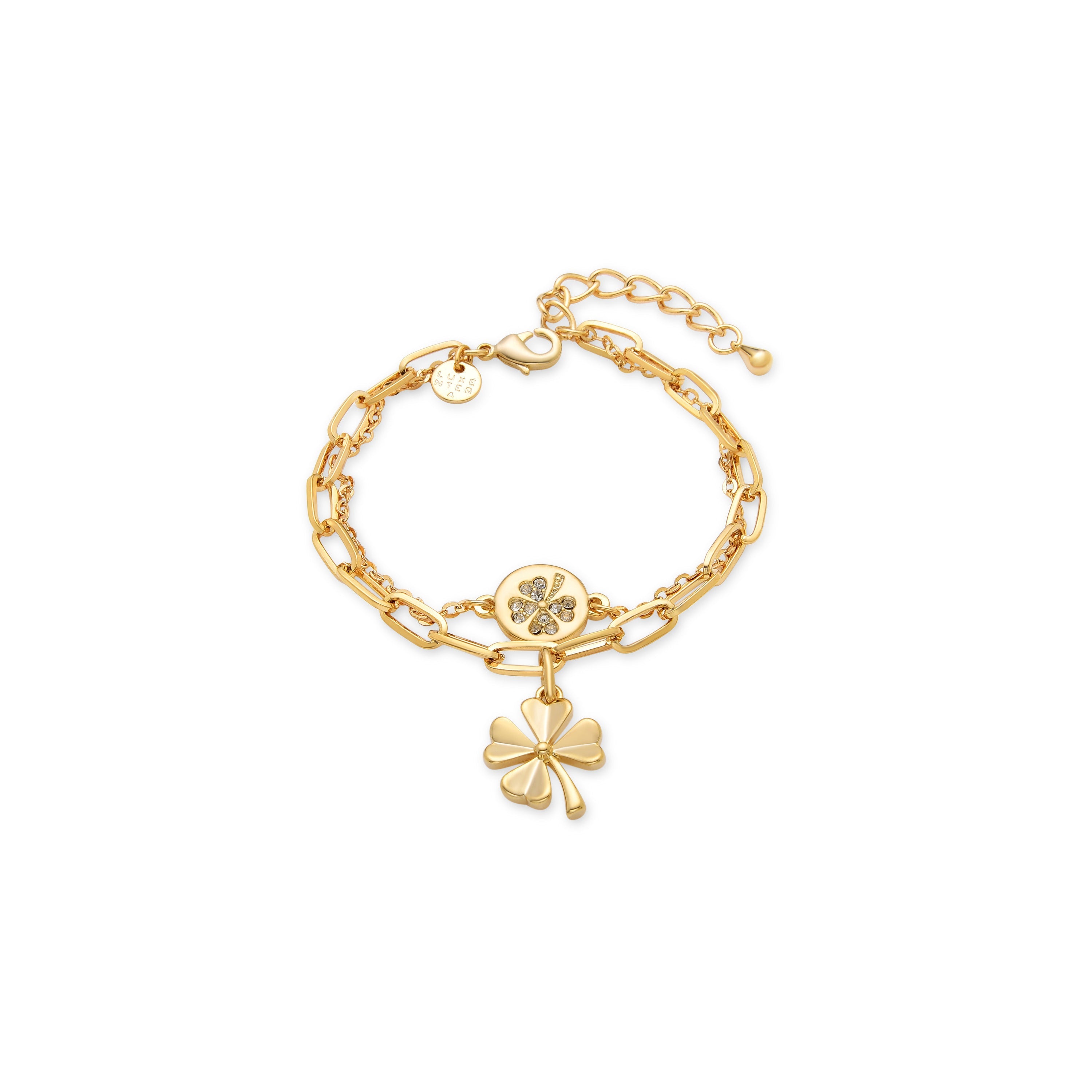 Pulsera de Circonita Brillante acabada en oro amarillo 18K - Flor