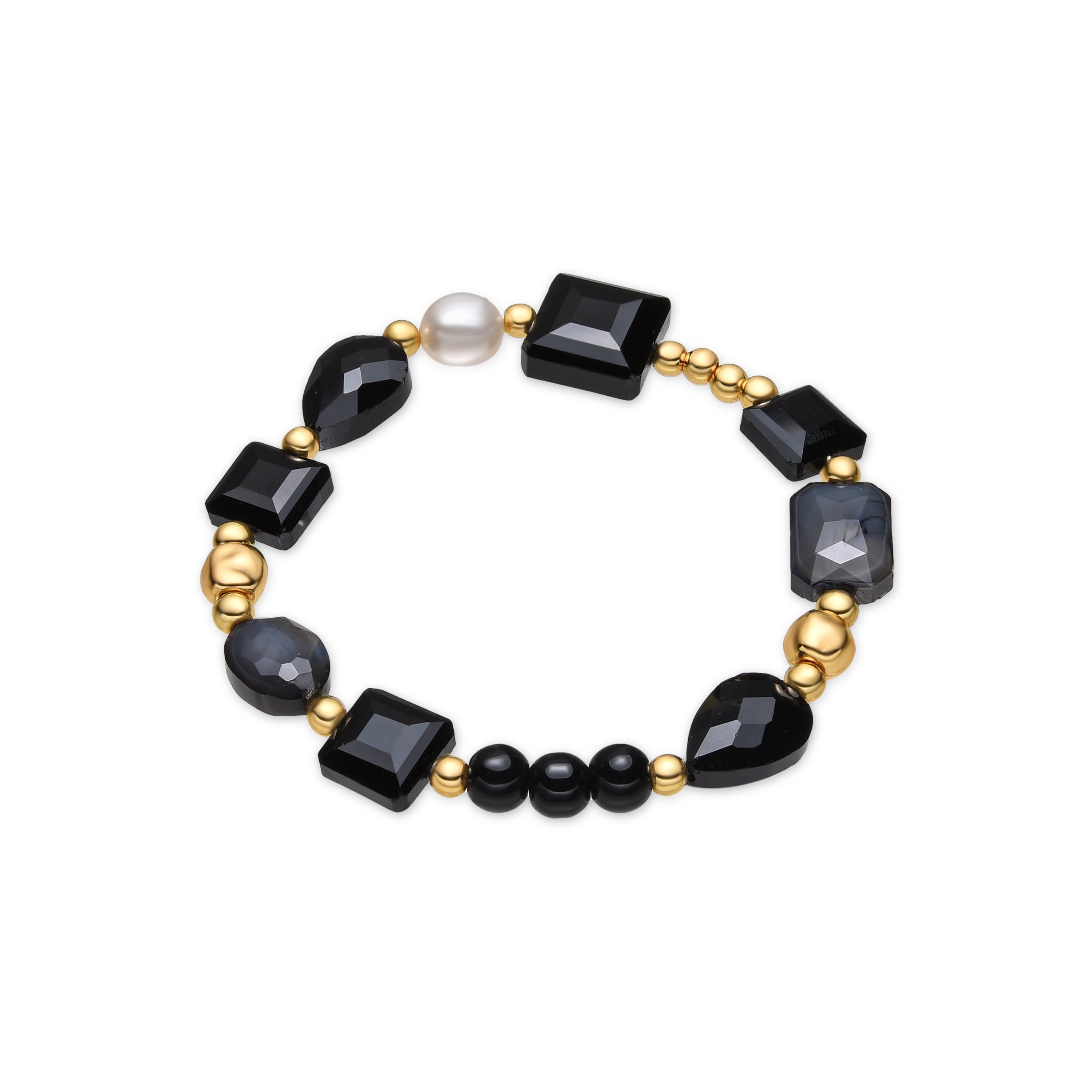 Pulsera con Resina Negra acabado oro 18k - Nyste