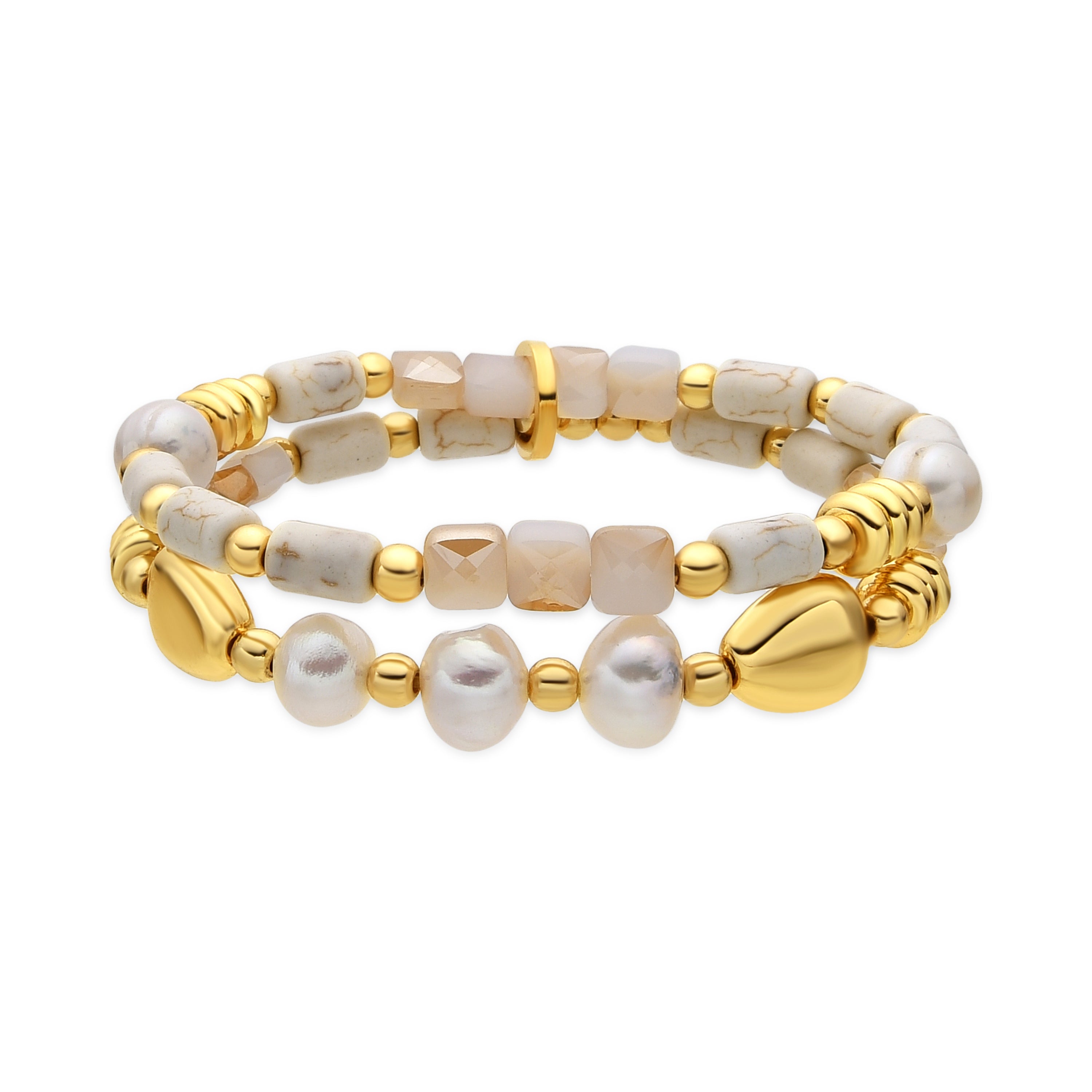 Bracelet en or jaune 18k et perle blanche - Diriki