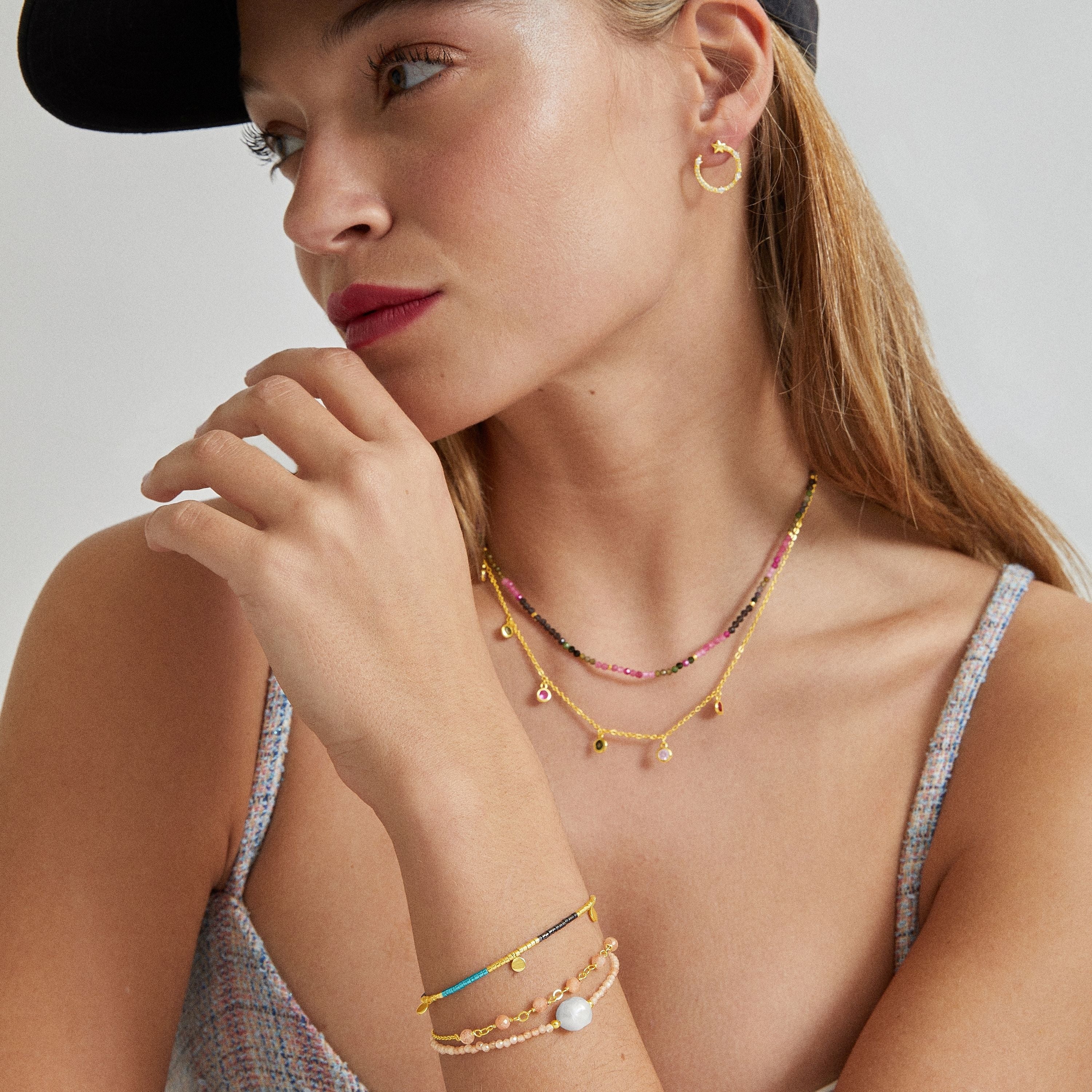 Champagner-Zirkonia-Armband mit 18K Gelbgold-Finish - Ekhao