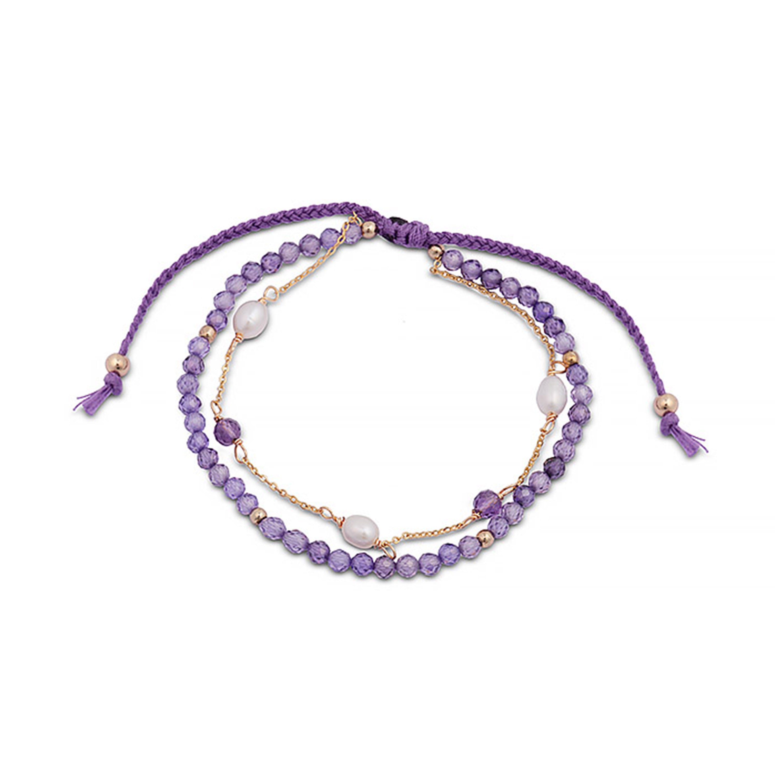 Pulsera de Circonita Amatista acabada en oro amarillo 18K - Athat