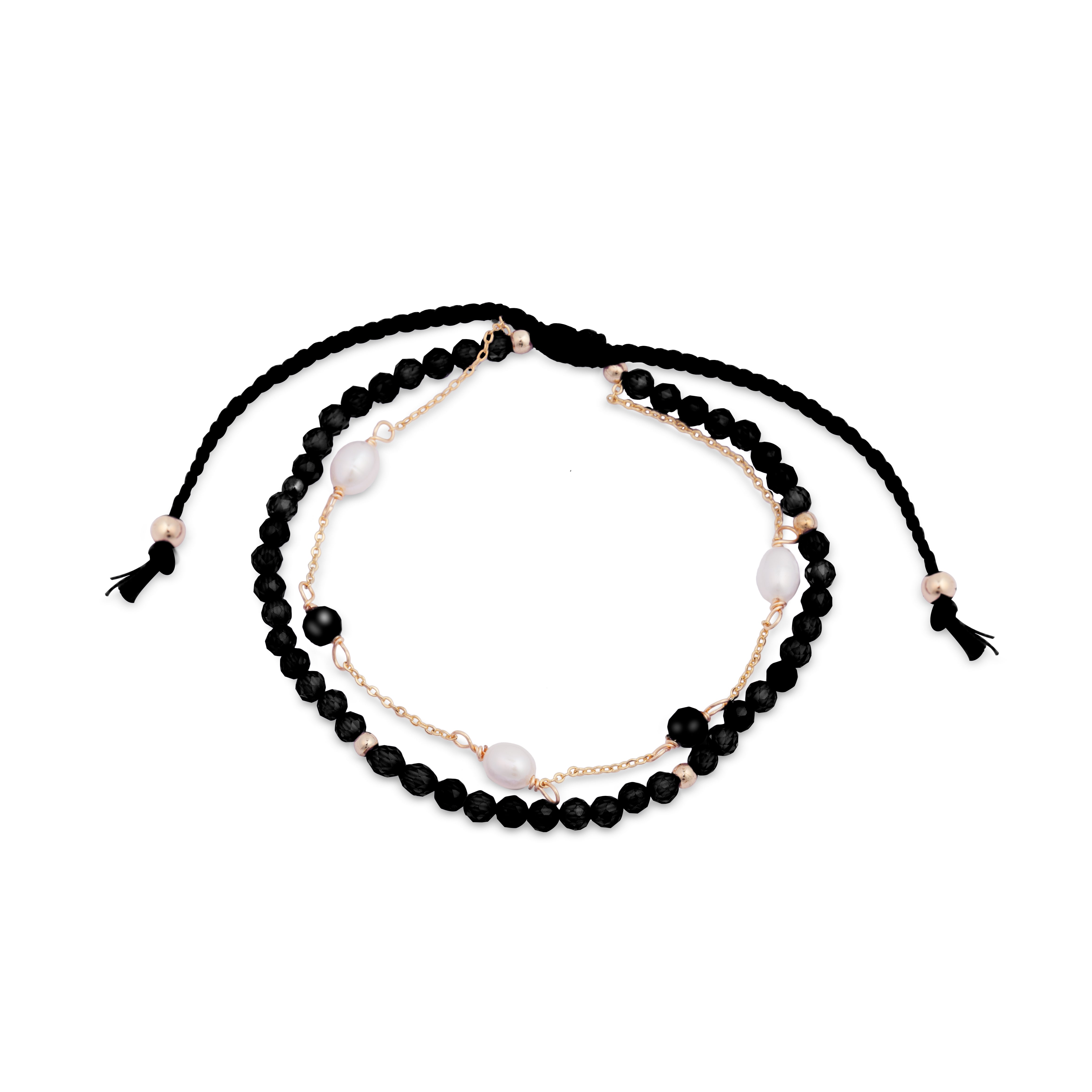 Armband aus hydrothermalem Onyx, vergoldet mit 18K Gelbgold - Athat