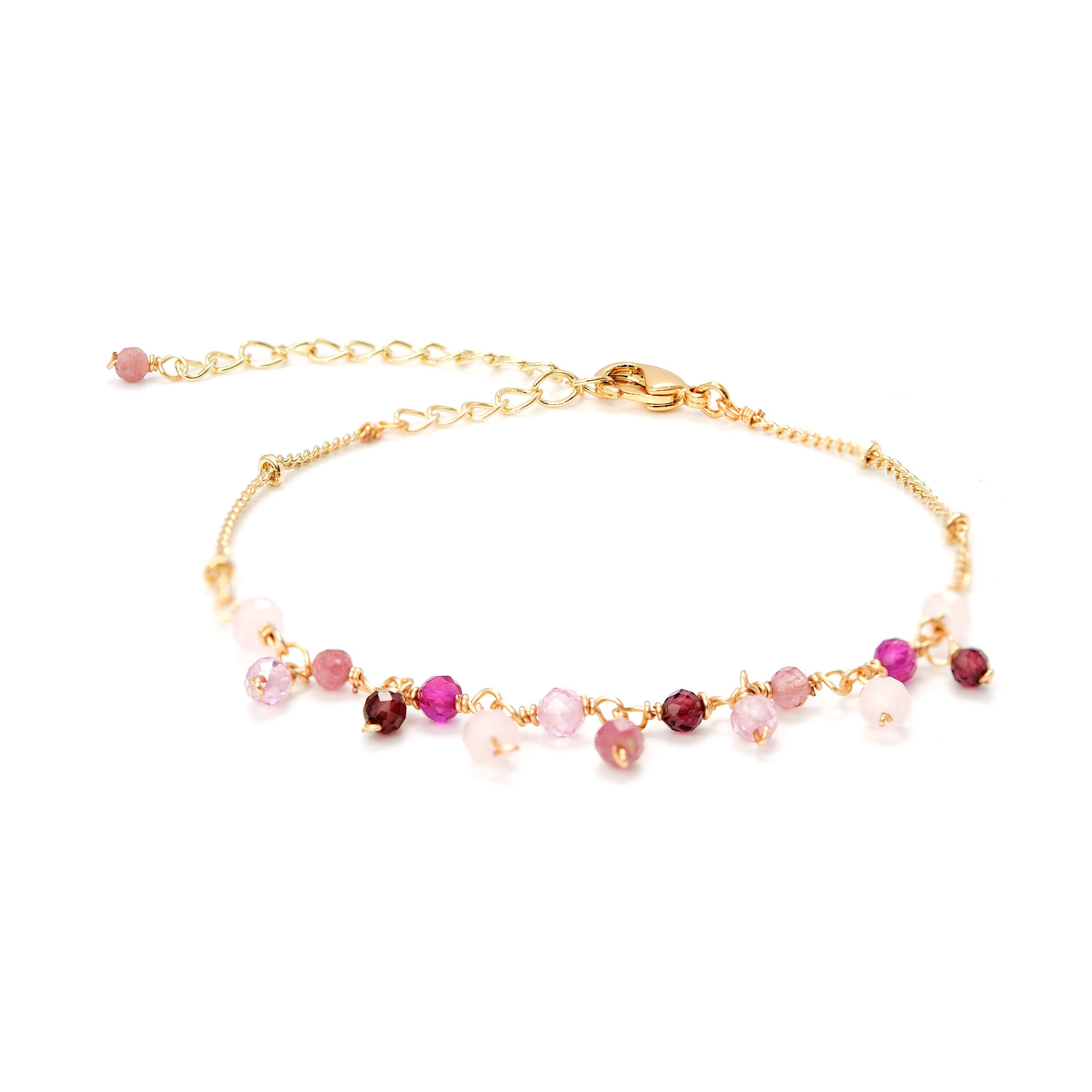 Pulsera de Cristal Rosa acabada en oro amarillo 18K - Wyrm