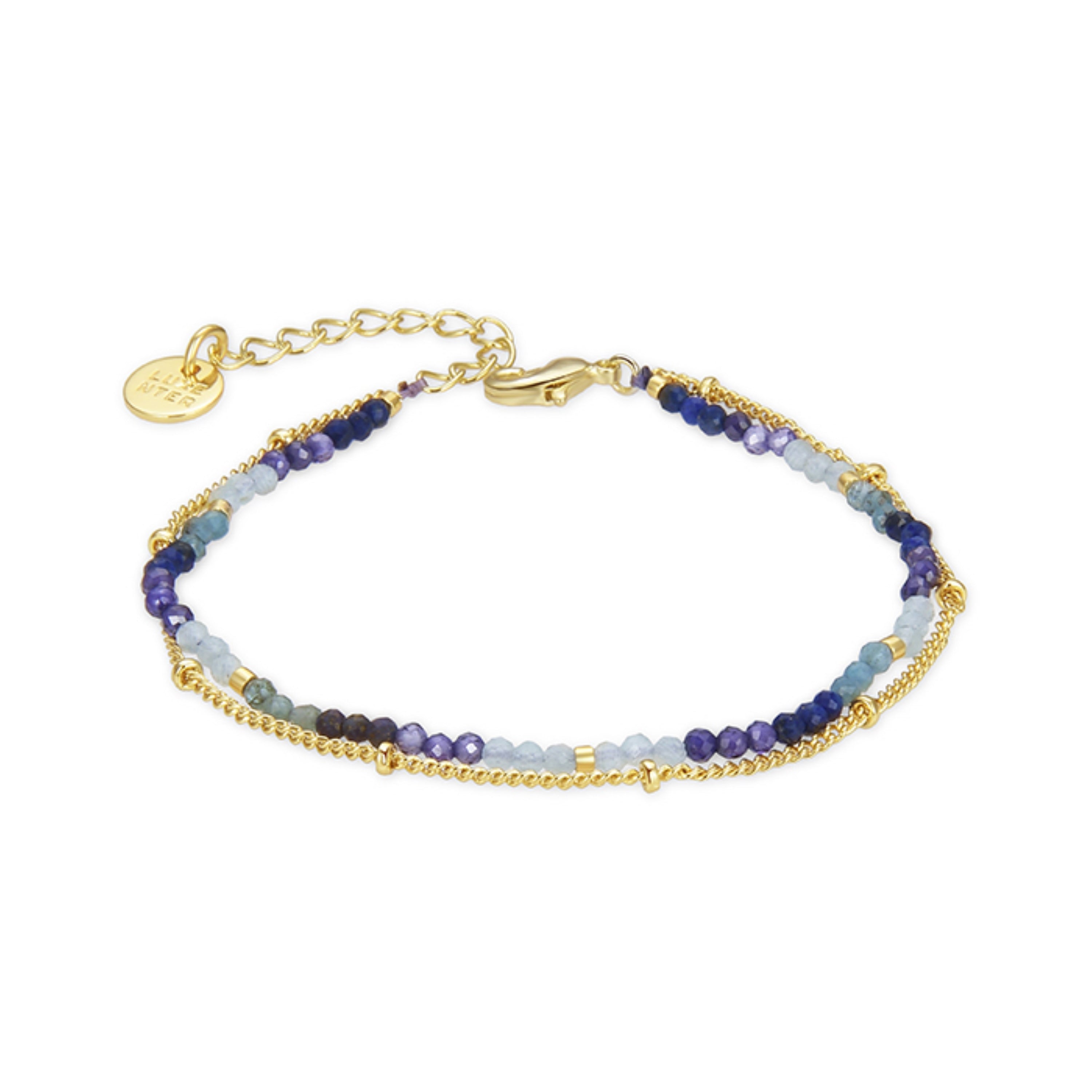 Dunkelblaue Kristallarmband mit 18K Gelbgold-Finish - Aiel