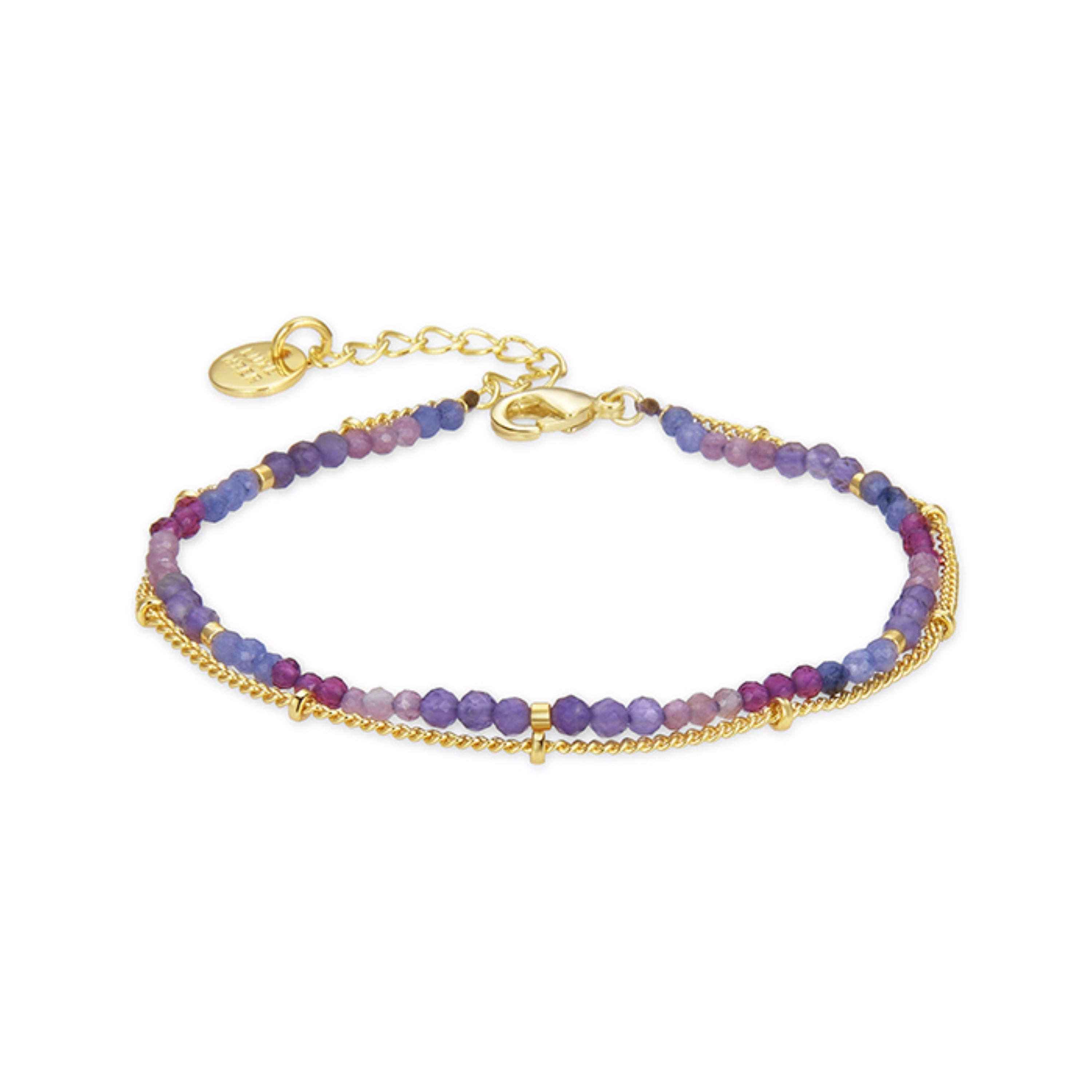 Armband aus lila Kristall mit 18K Gelbgold-Finish - Aiel