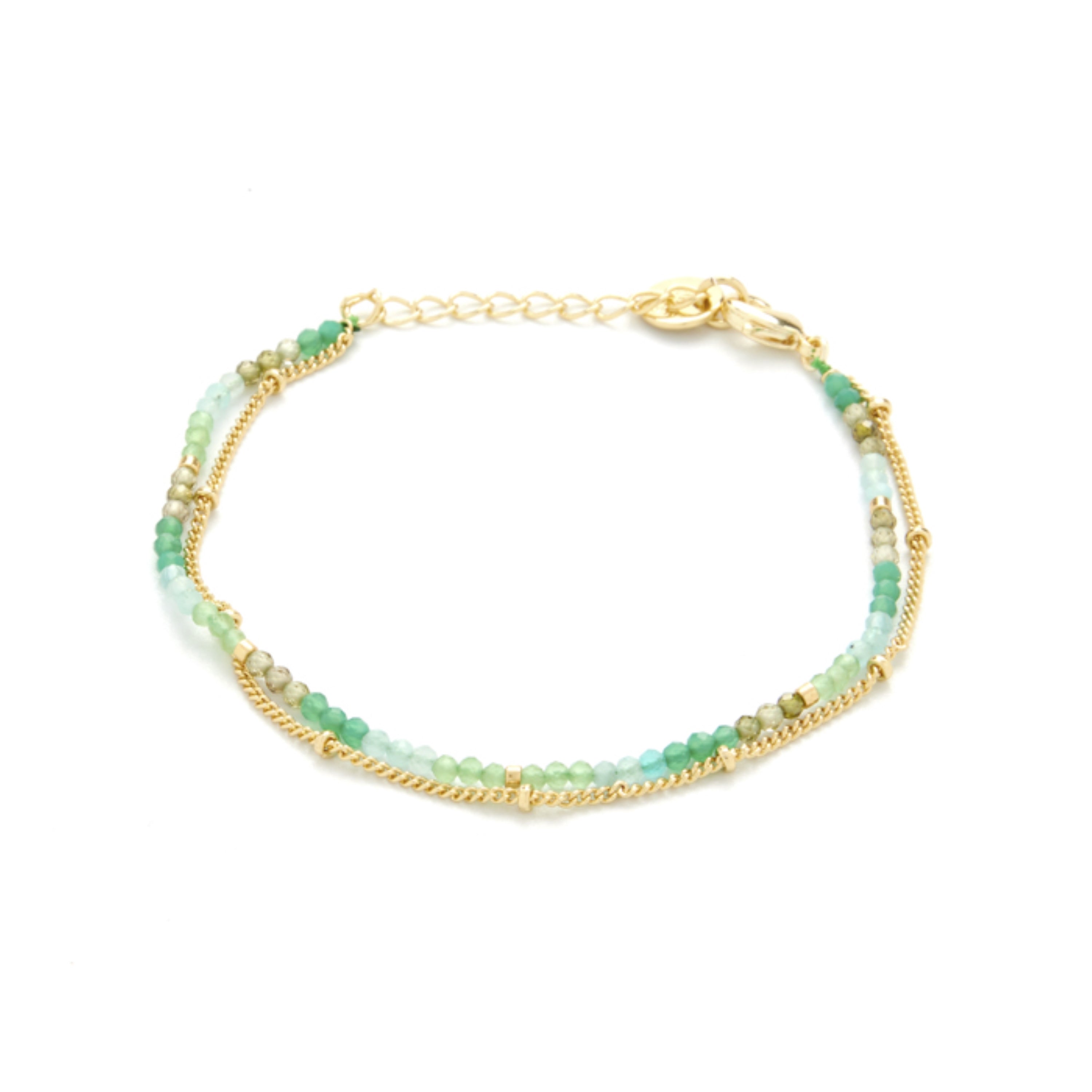 Armband aus grünem Kristall mit 18K Gelbgold-Finish - Aiel