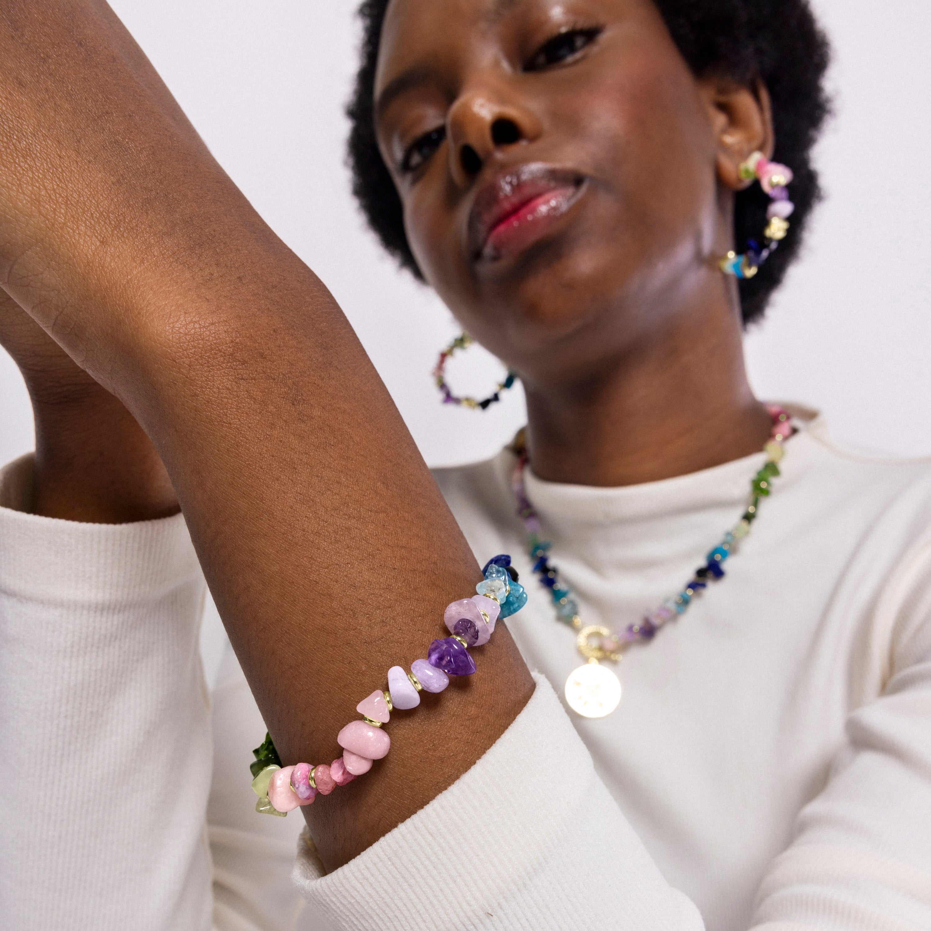 Armband aus Fluorit mit 18K Gelbgold-Finish - Diri