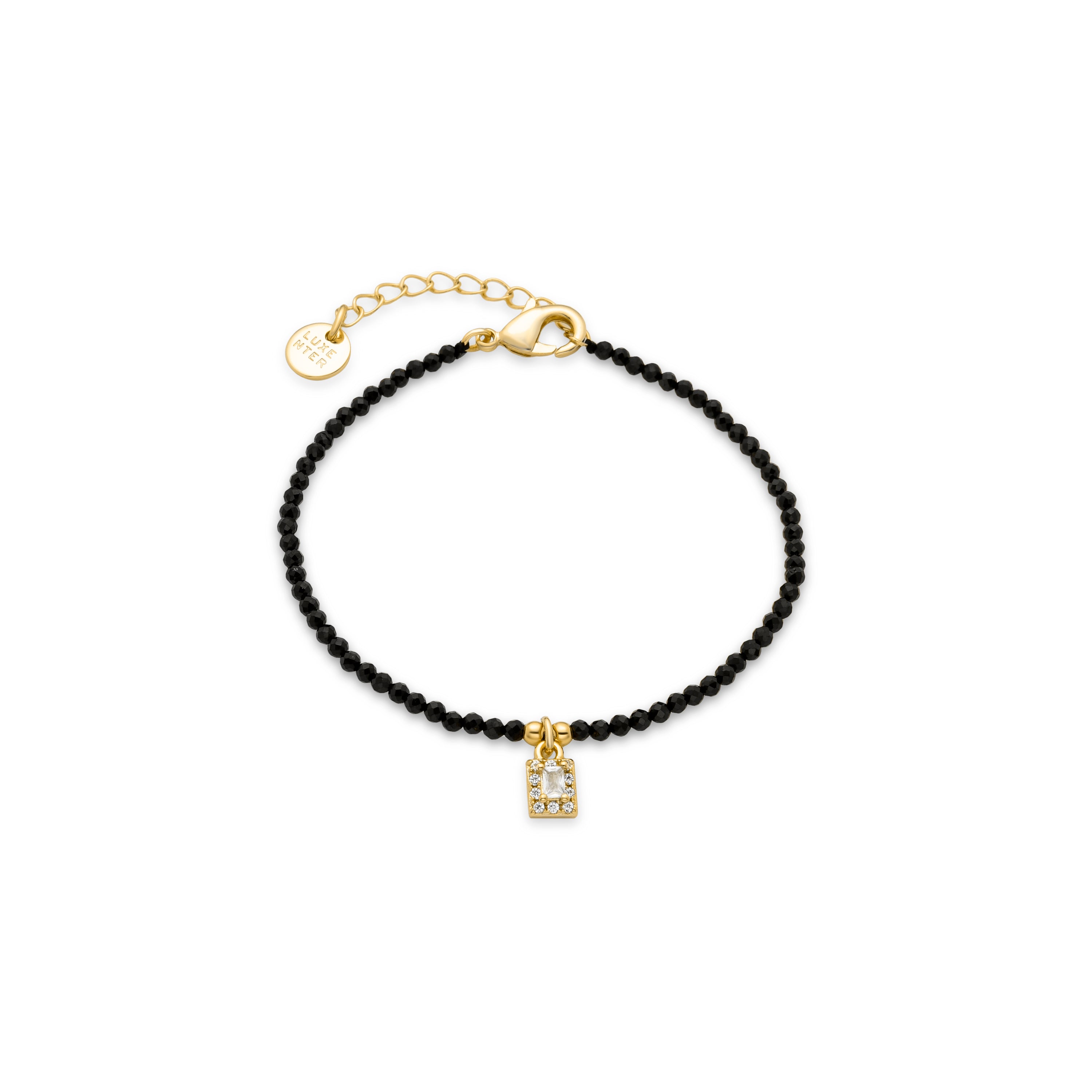 Pulsera de Agata Negra acabada en oro amarillo 18K - Aska